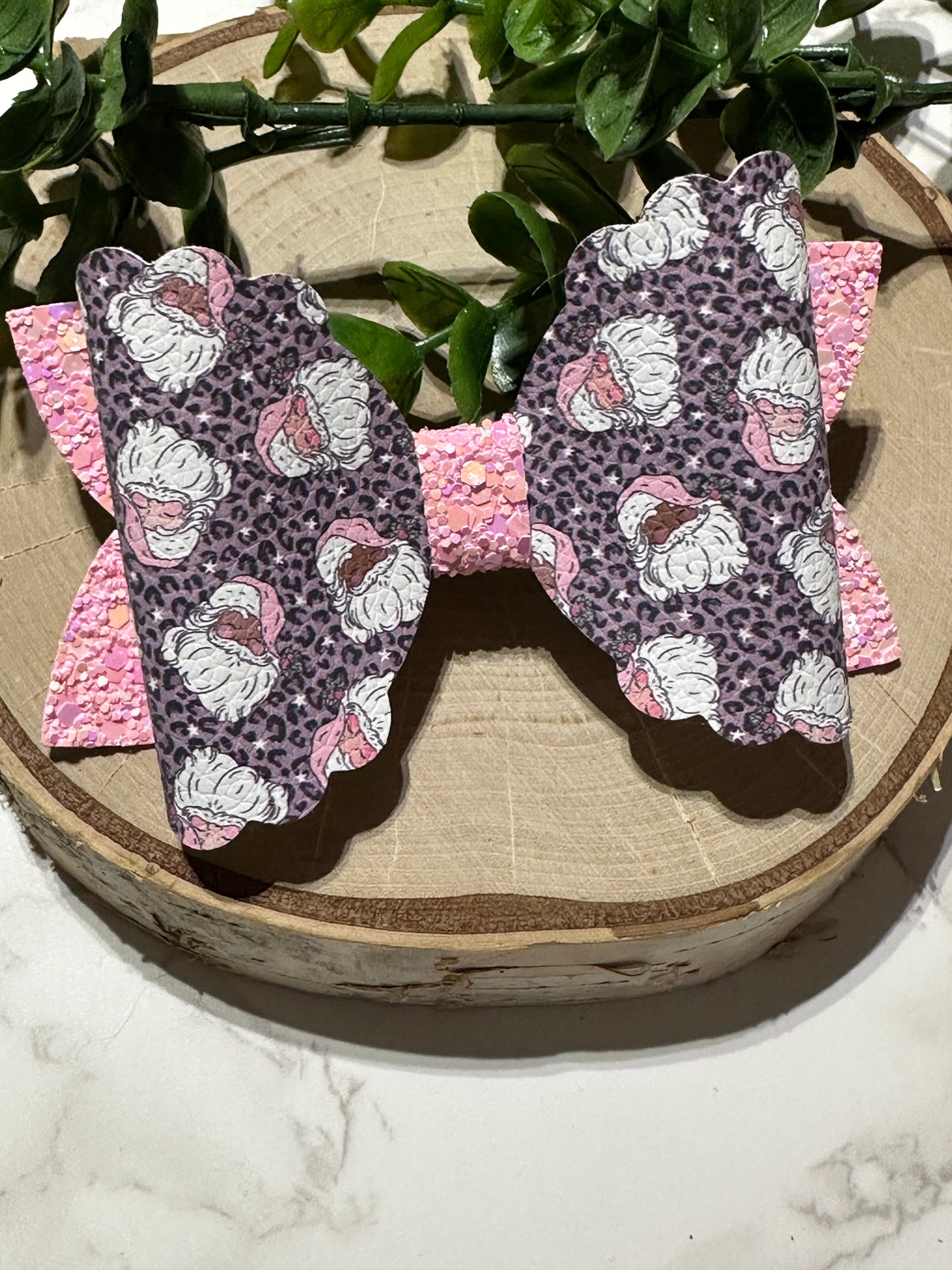 Santa Claus on Leopard Hairbow