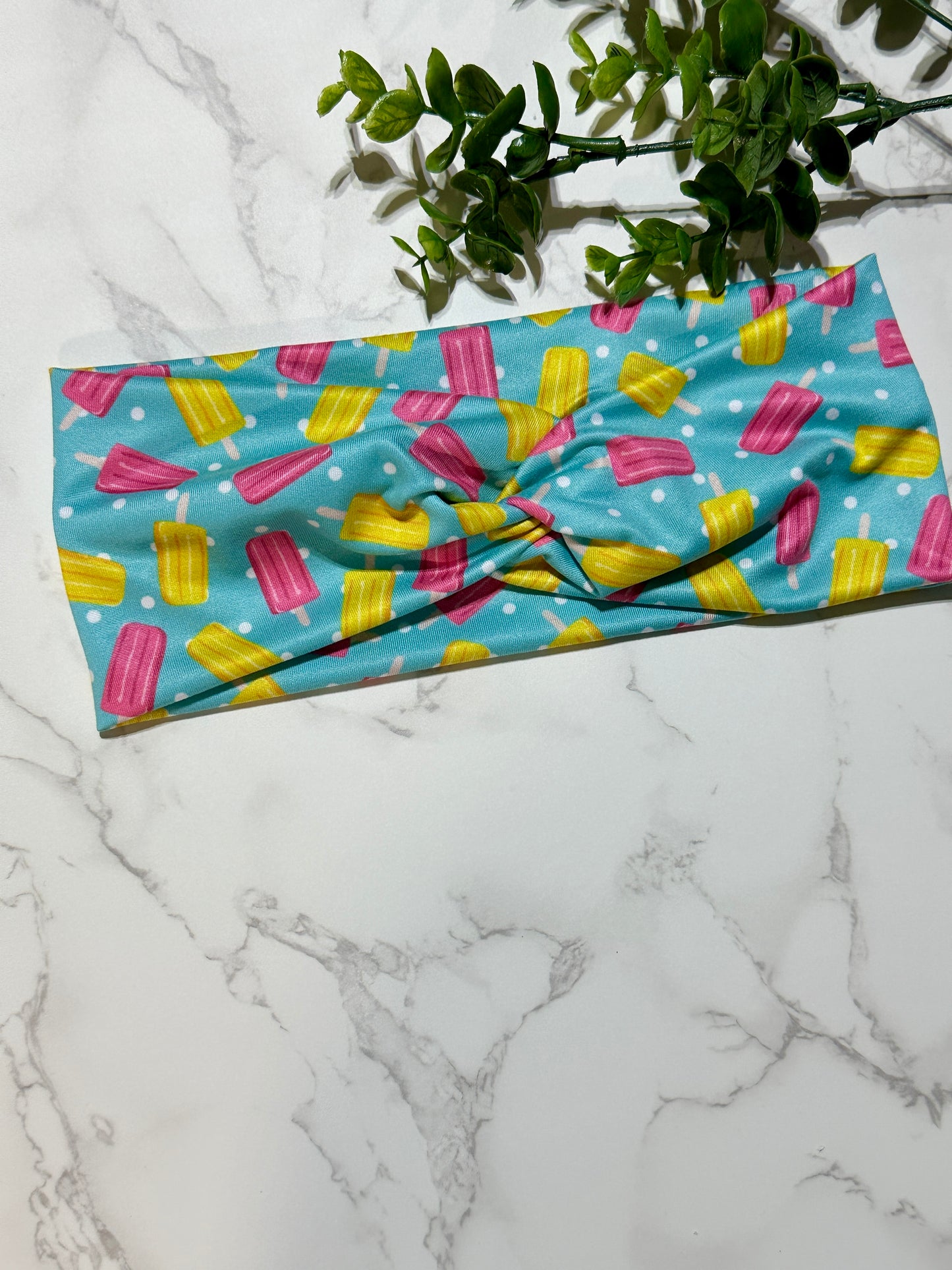 Popsicles on Blue Twist Headband