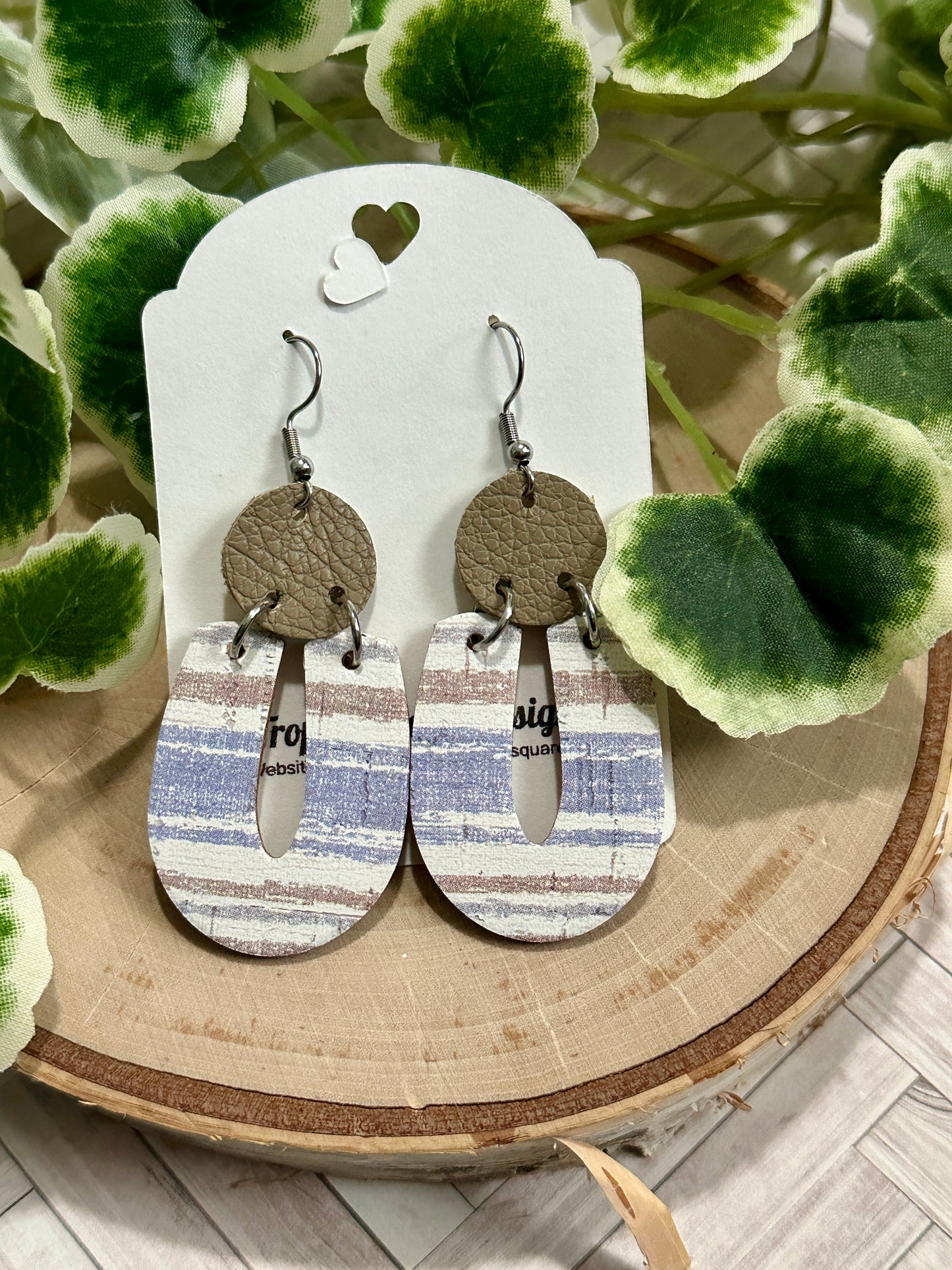 "U" Earrings - Ocean Blue Striped