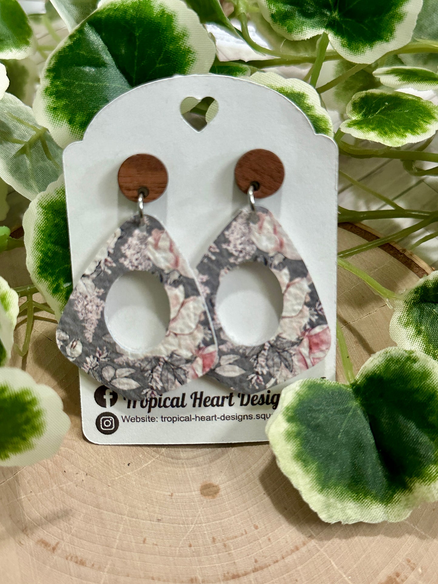 Open Rounded Teardrop/Connector Earrings - Beautiful Floral