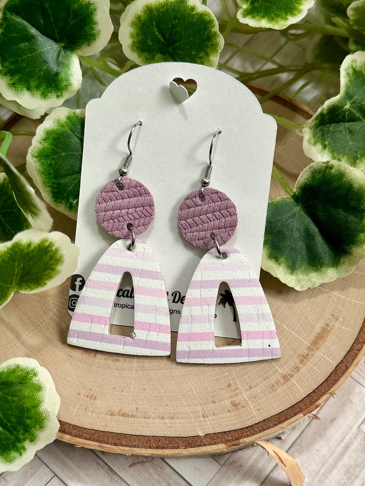 Open Rainbow Earrings - Pastel Purple Stripes