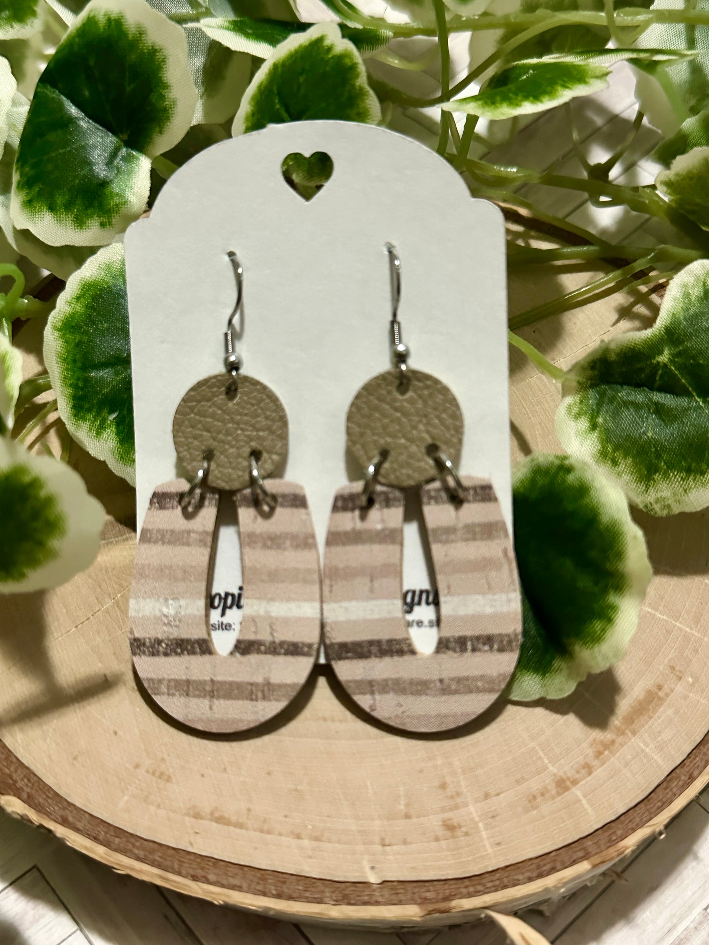 "U" Earrings - Neutral Stripes