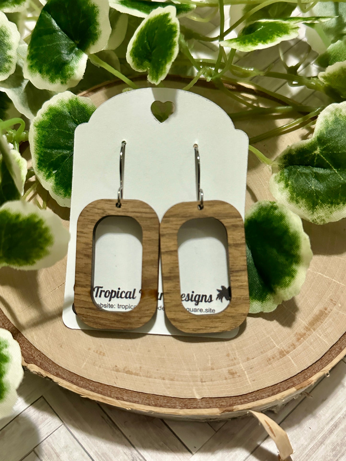 Wooden Oval Earrings