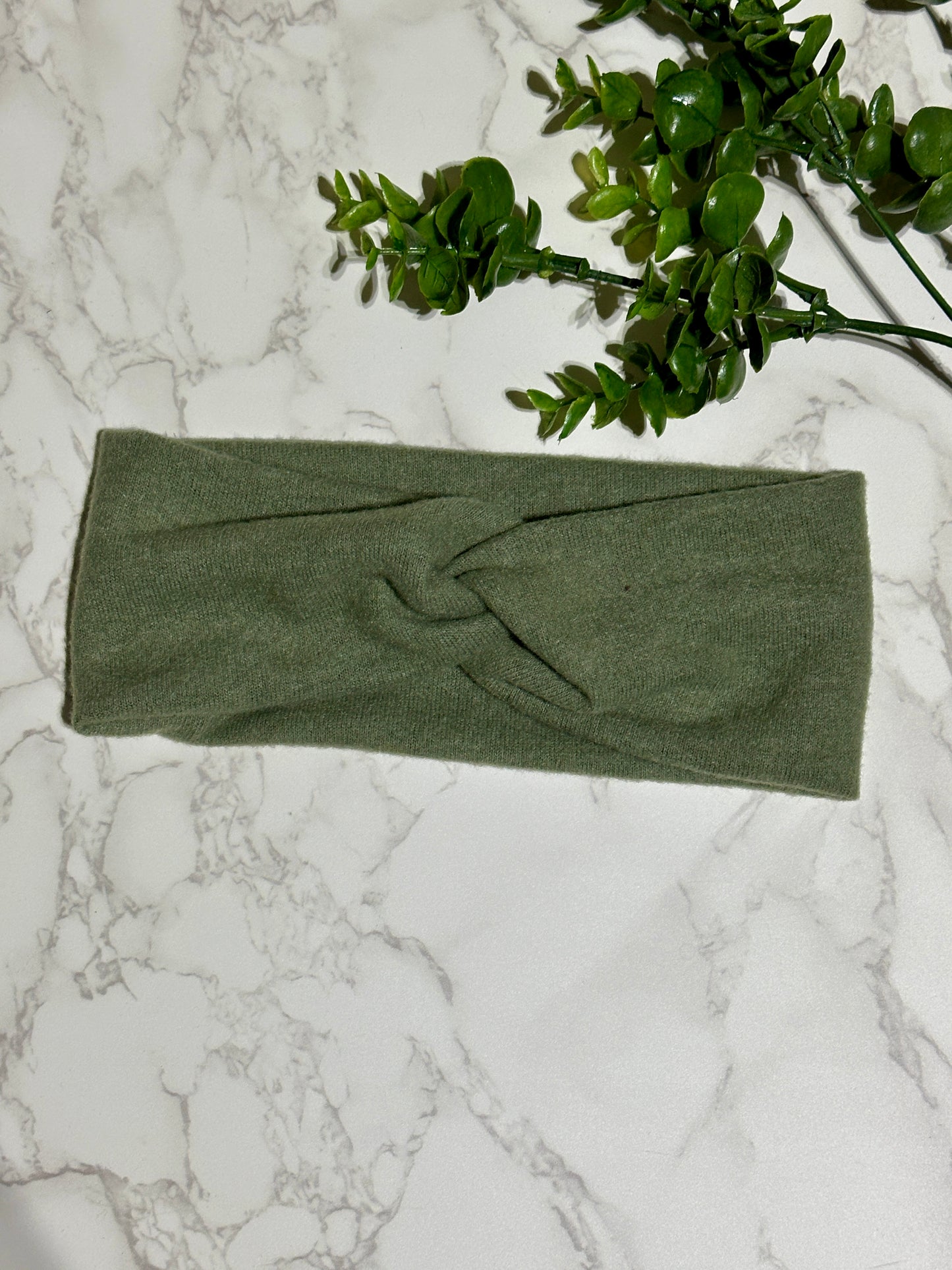 Olive/Dark Sage Sweater Twist Headband
