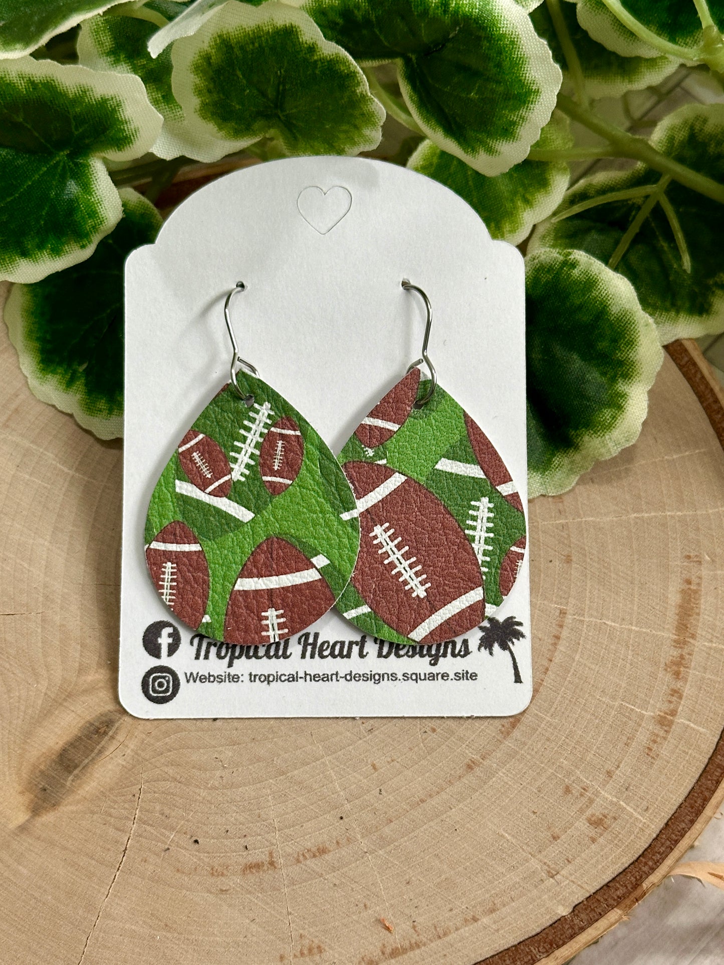 Small Teardrop Earrings - Football