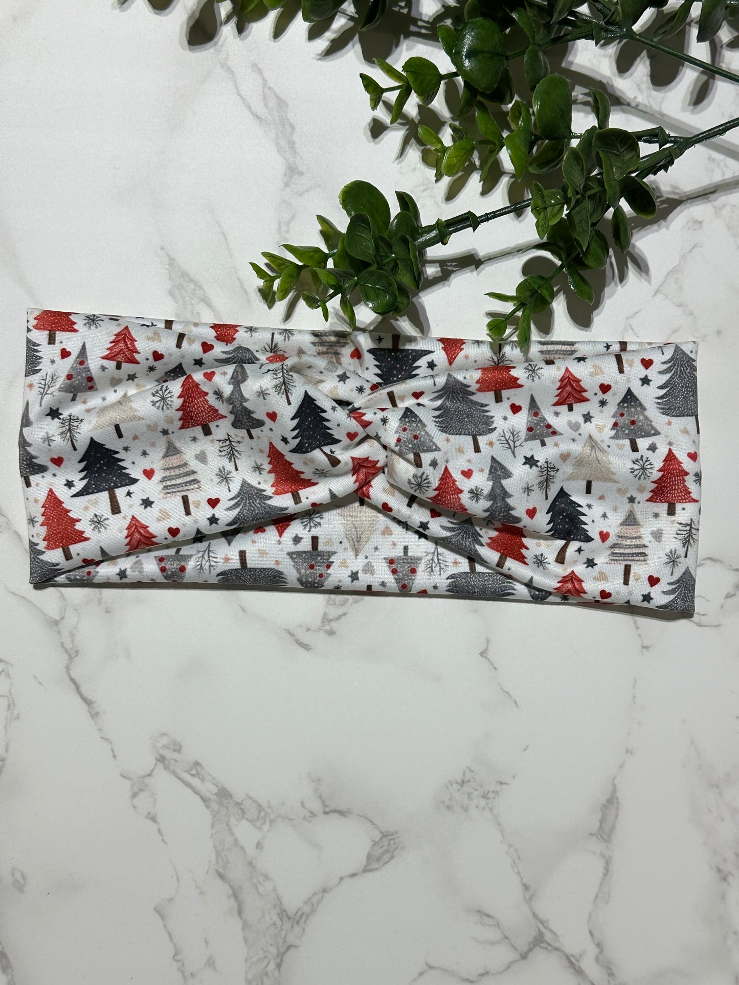 Red/Grey Tree Twist Headband