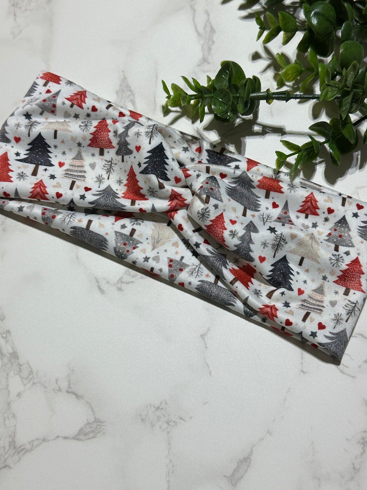 Red/Grey Tree Twist Headband