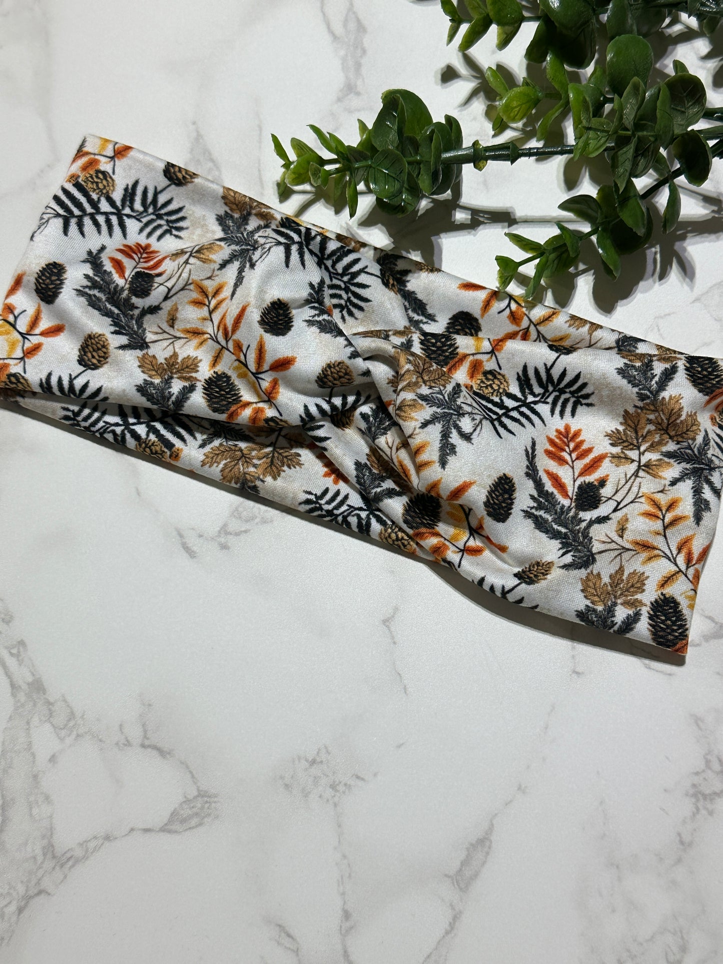 Leaves and Pinecones Twist Headband