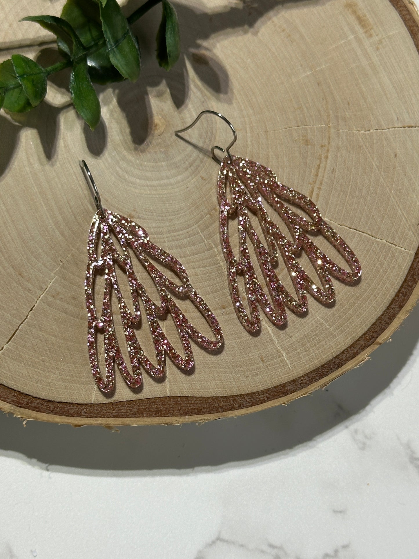 Rose Gold Hand Drawn Tree Earrings