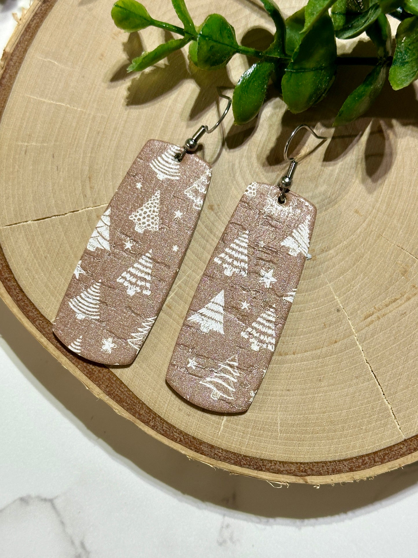 Bar Earrings - Boho Trees on Taupe