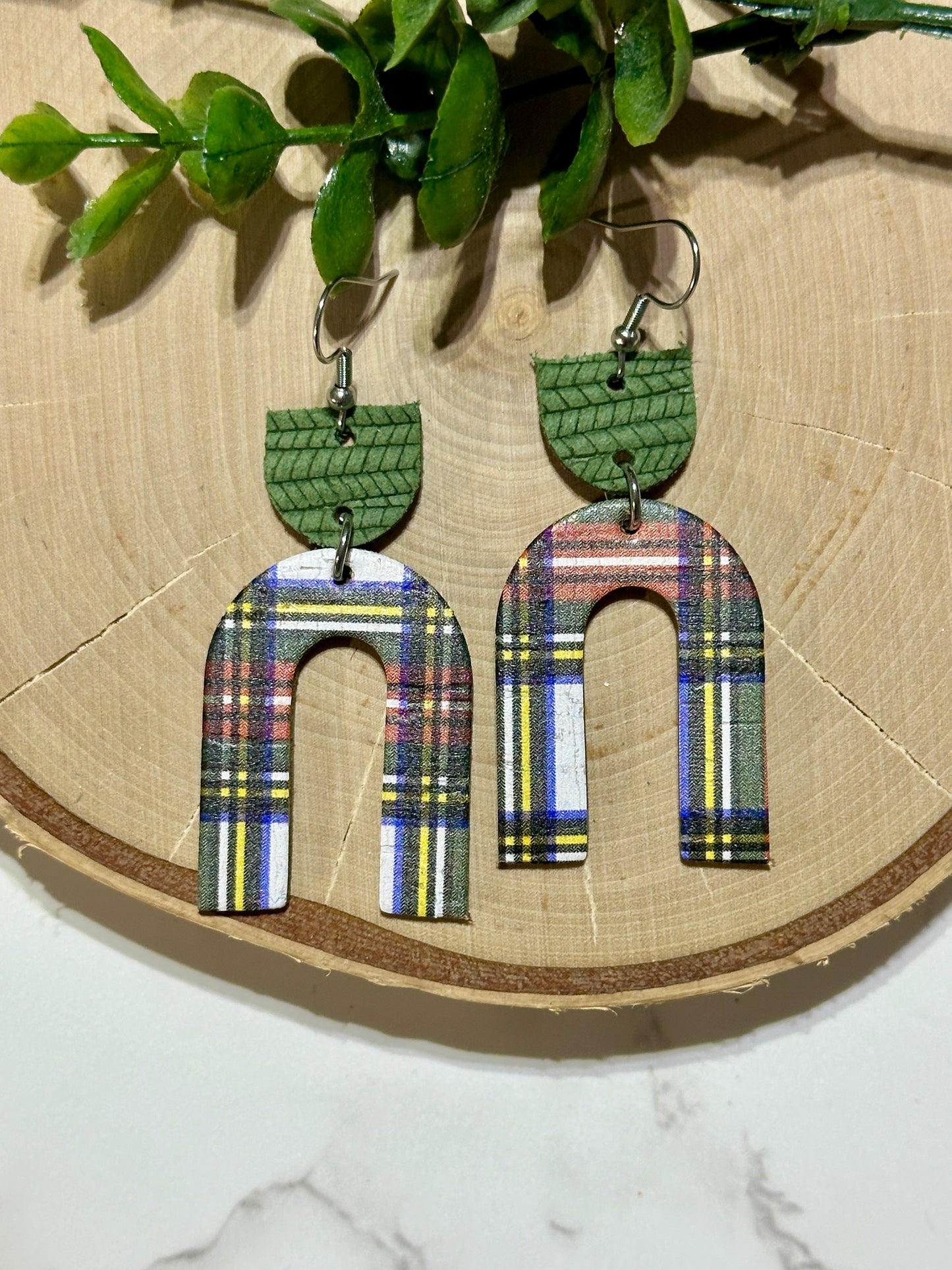 Open Arch Earrings - Dublin Tartan Plaid
