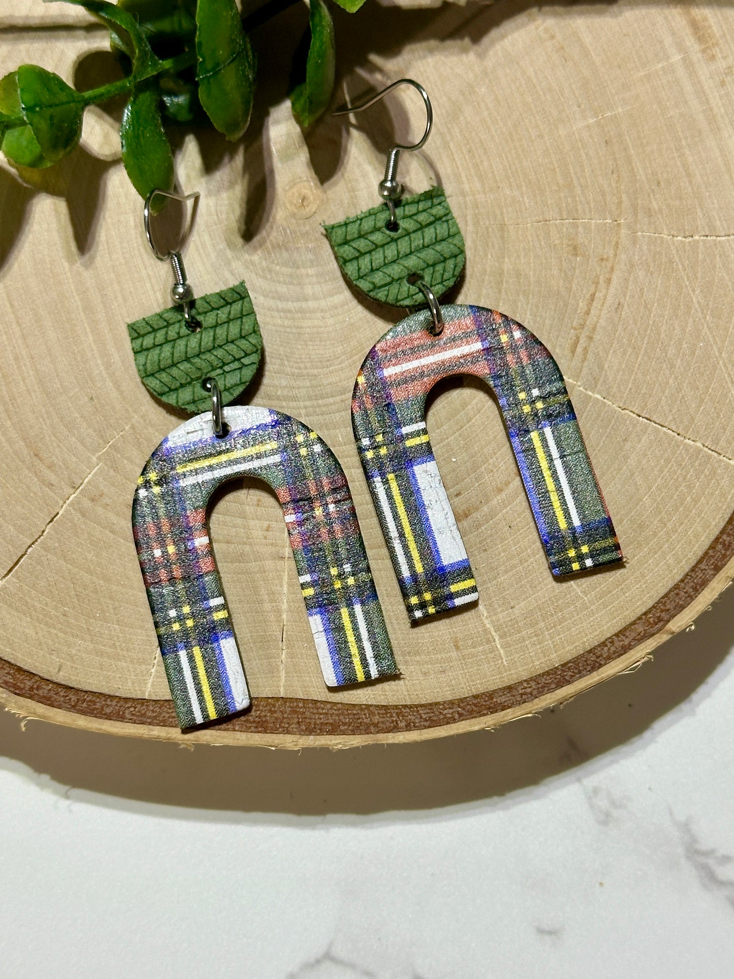 Open Arch Earrings - Dublin Tartan Plaid