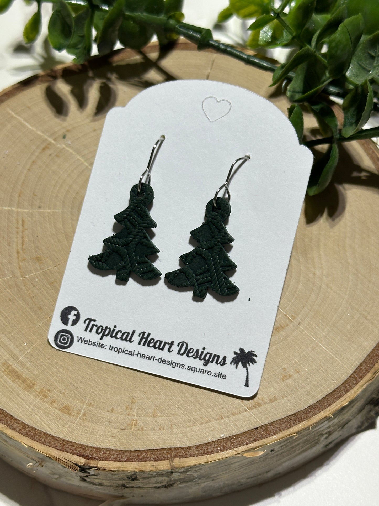 Mini Tree Earrings - Dark Green