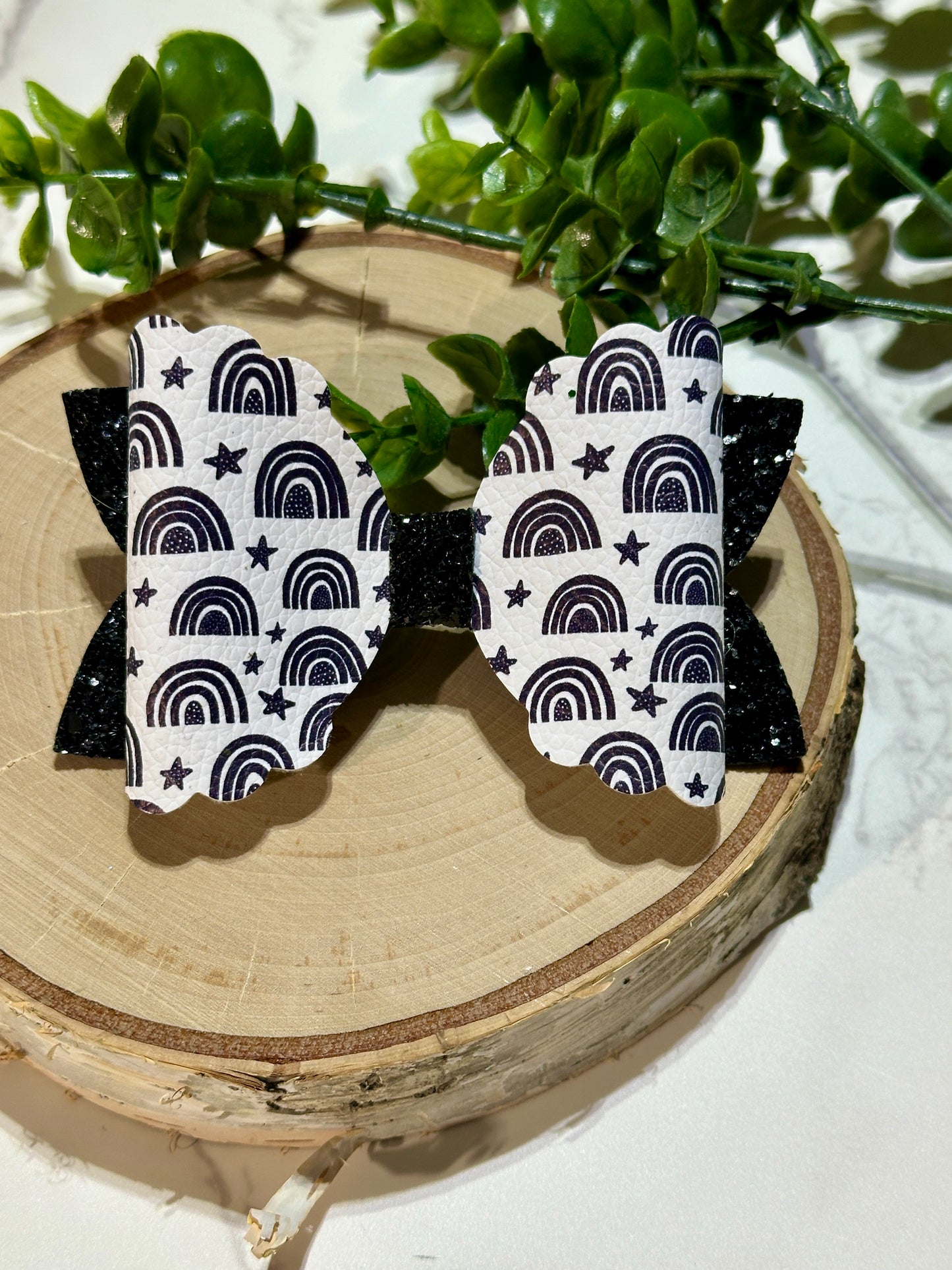 Black/White Rainbow Hairbow
