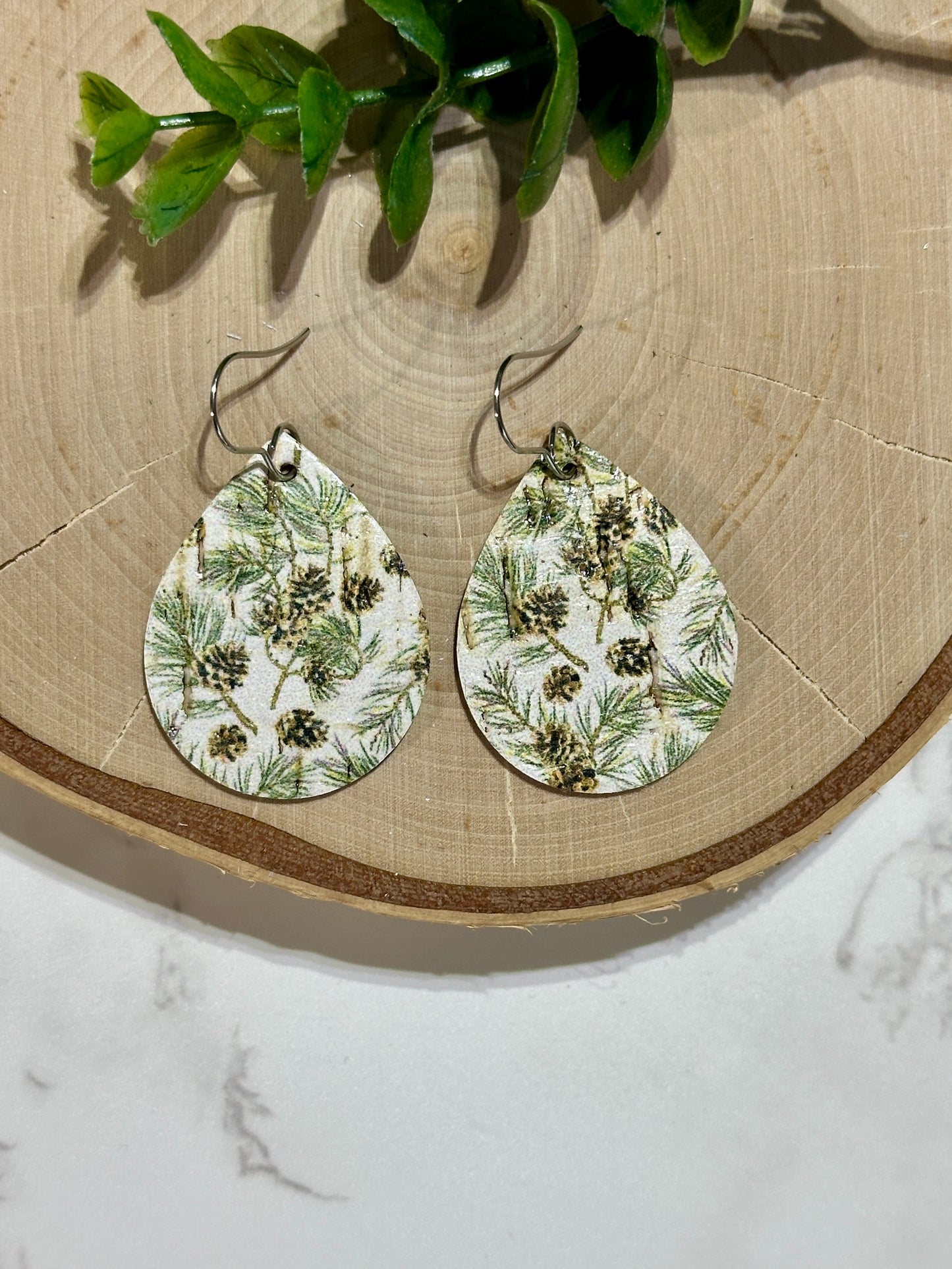 Small Teardrop Earrings - Pinecone