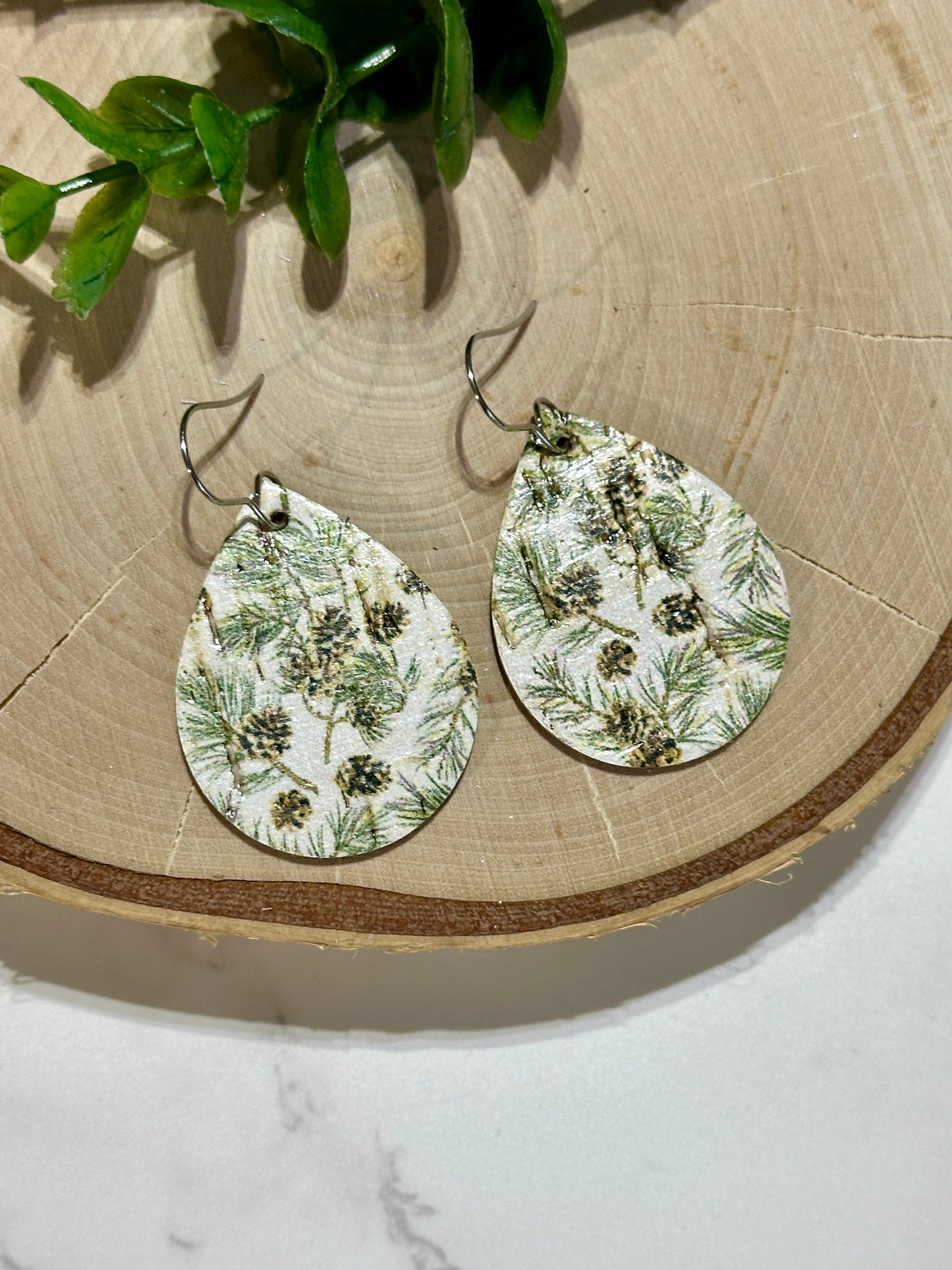 Small Teardrop Earrings - Pinecone