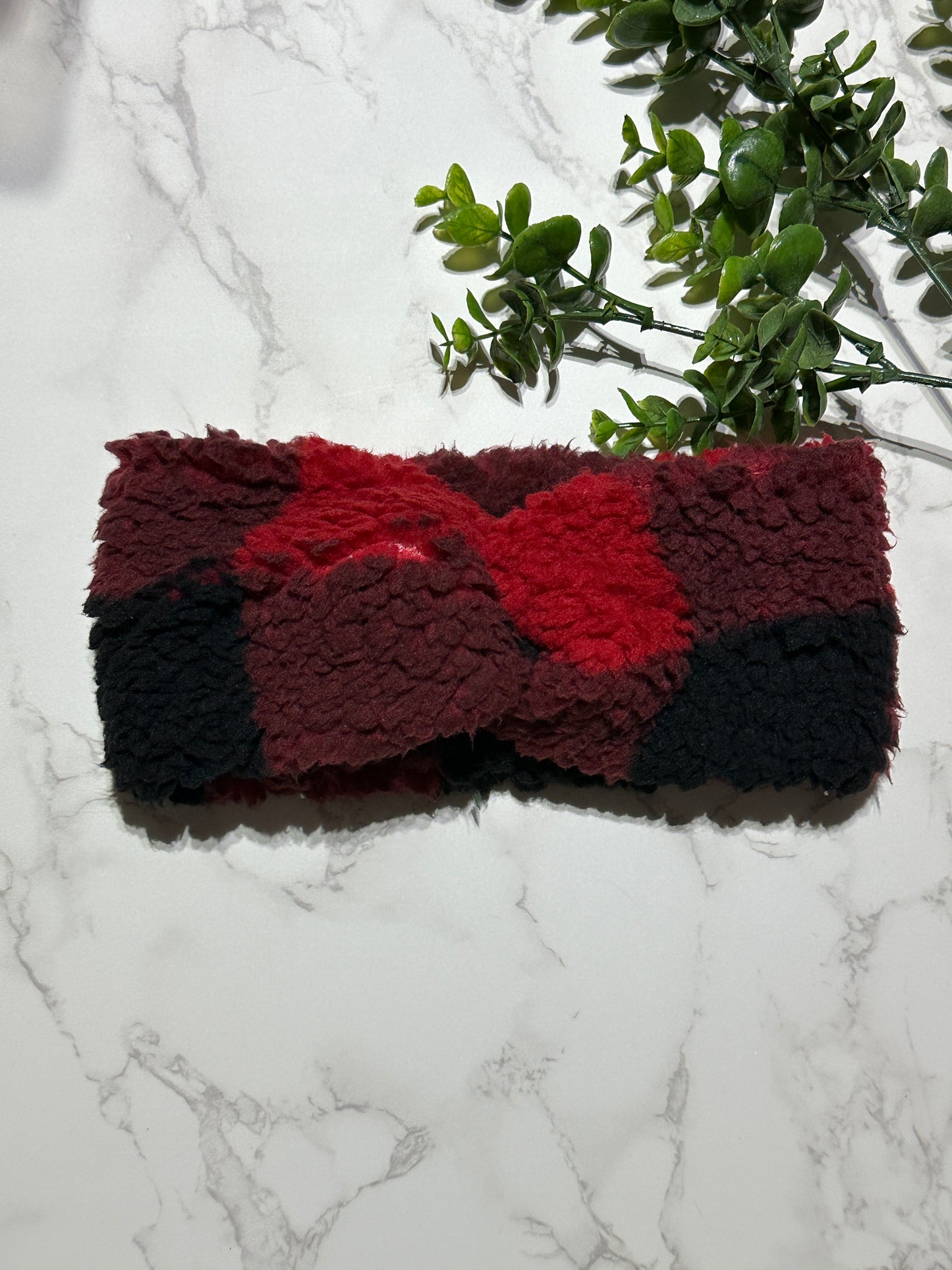 Sherpa Twist Headband - Buffalo Plaid