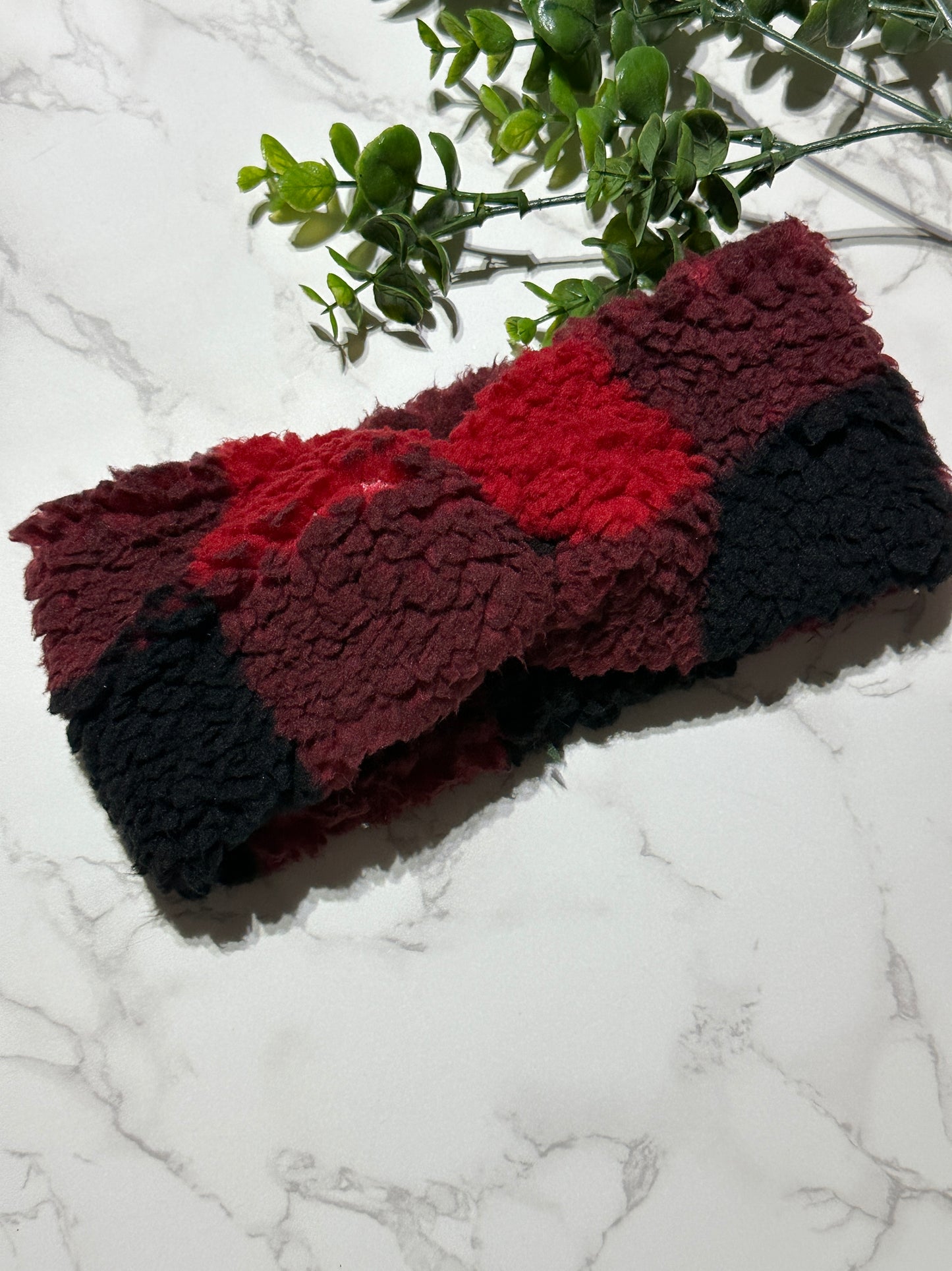 Sherpa Twist Headband - Buffalo Plaid