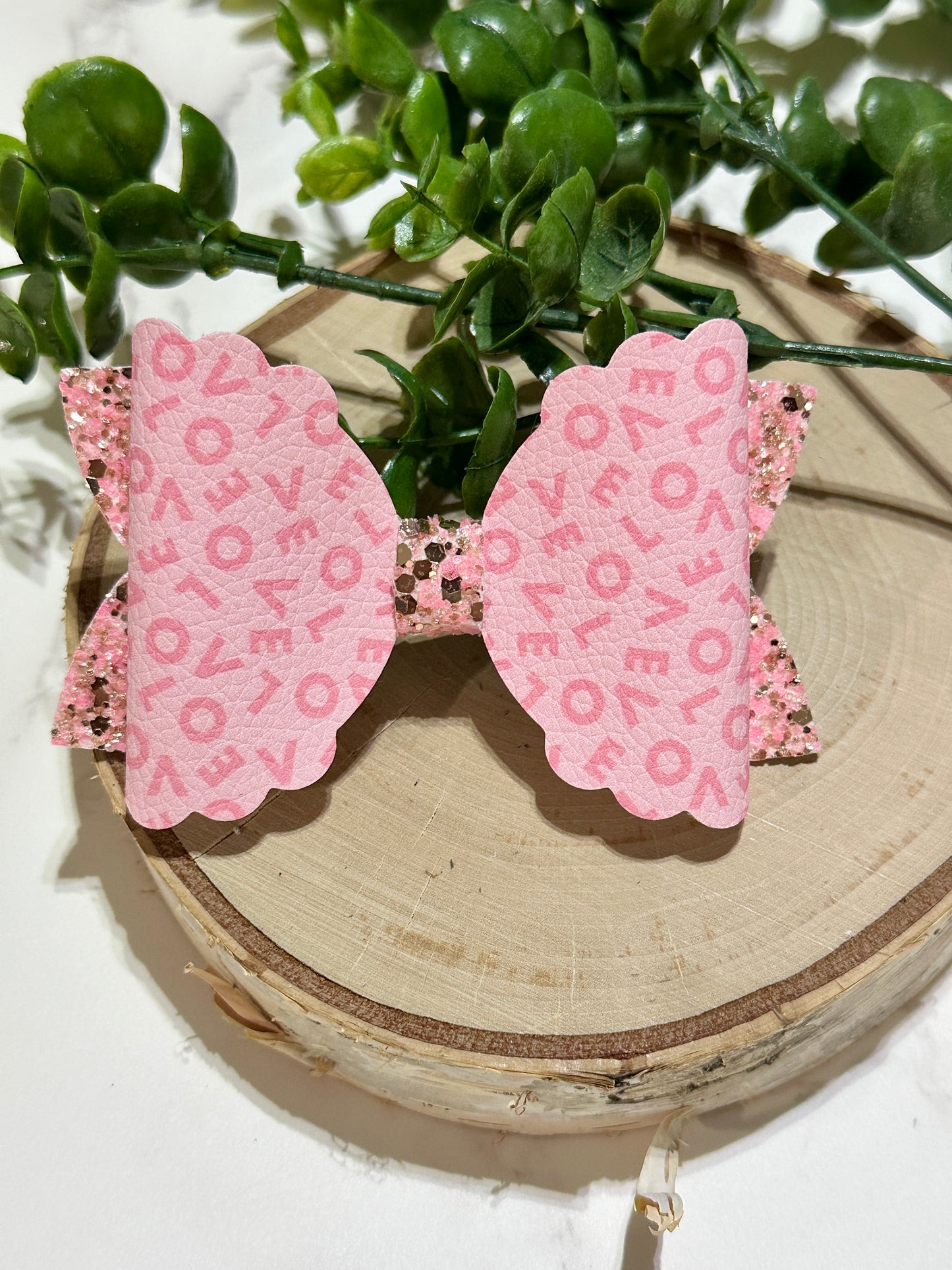 LOVE Pink Hair Bow