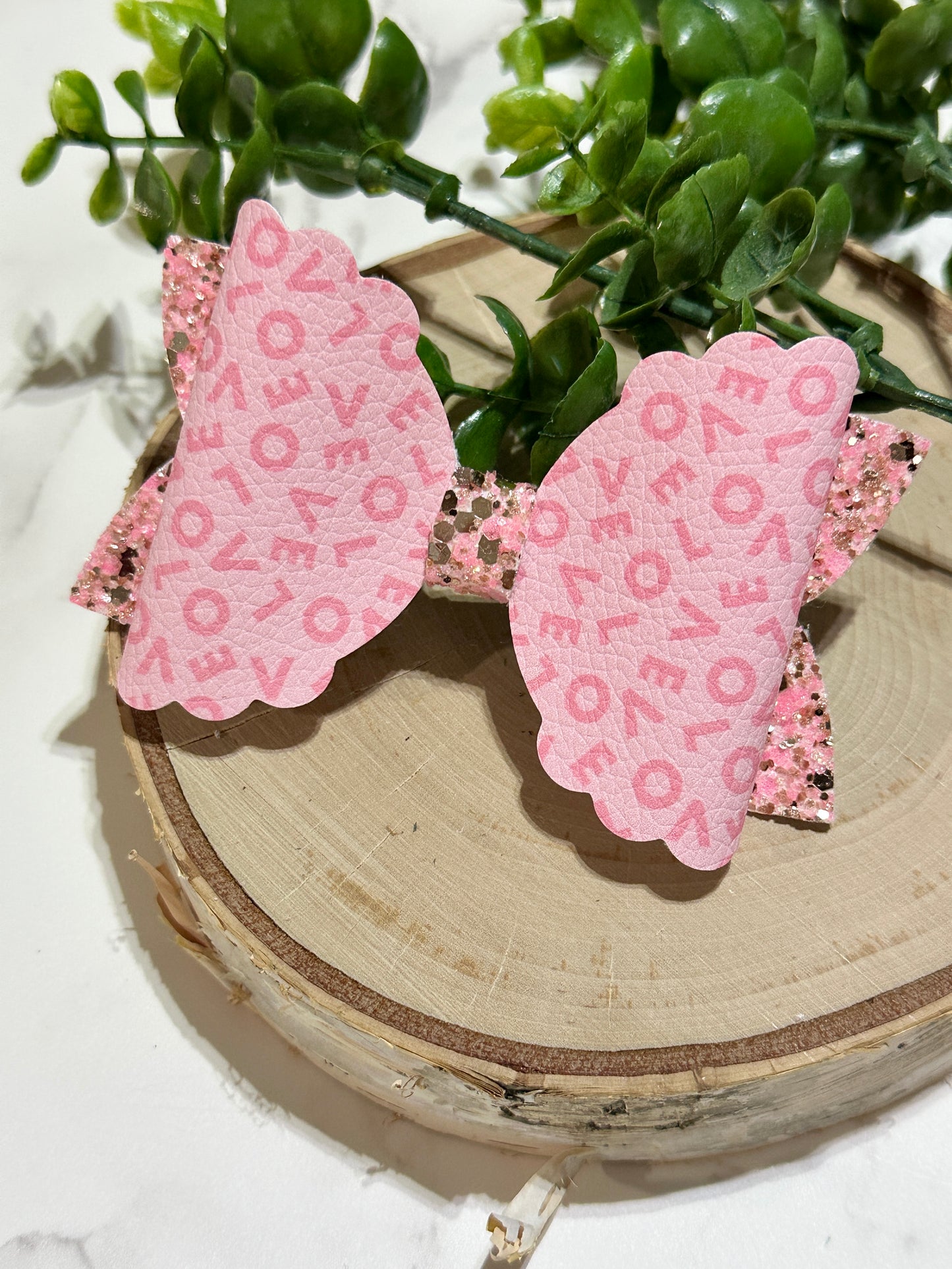 LOVE Pink Hair Bow