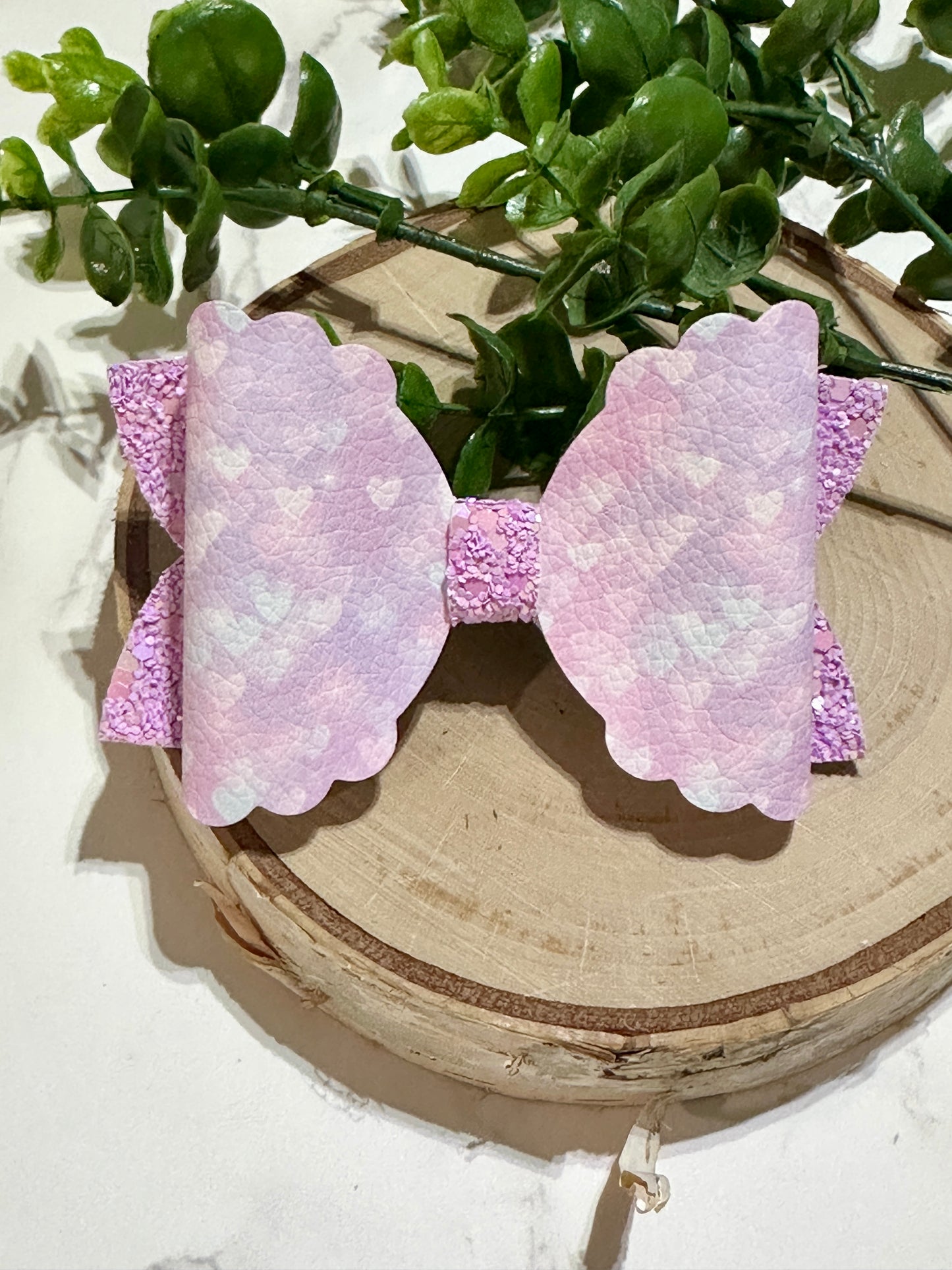 Purple Pastel Hearts Hair Bow
