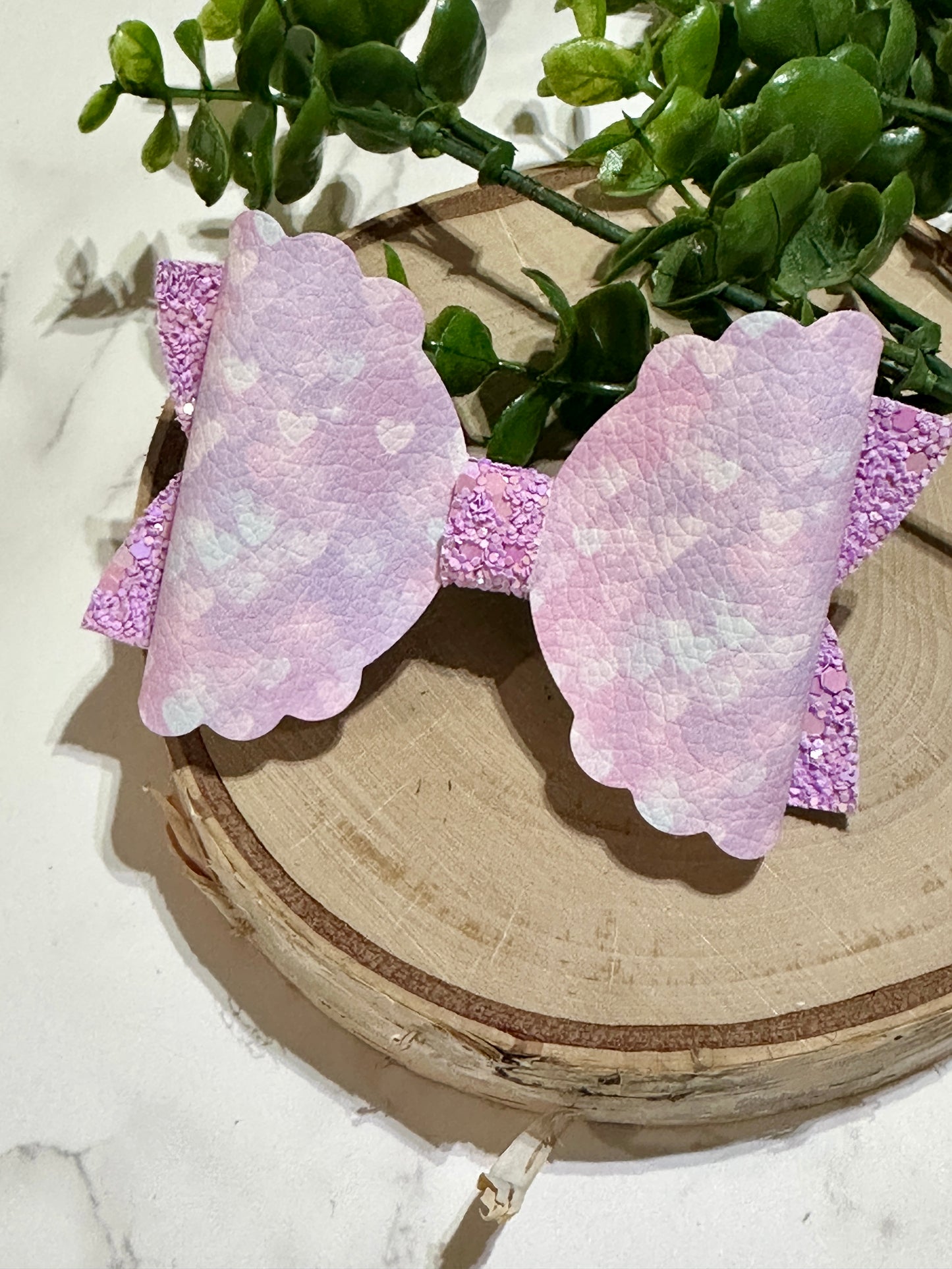 Purple Pastel Hearts Hair Bow