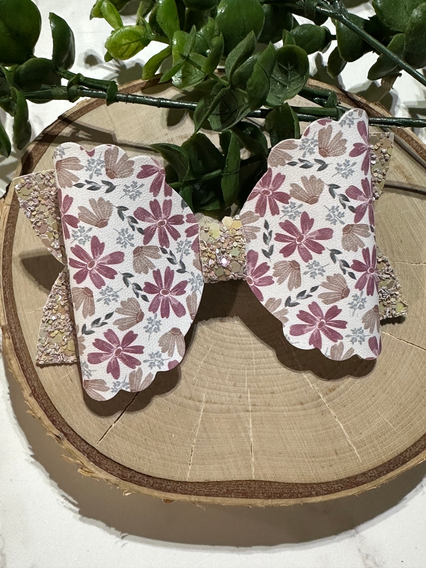 Boho Neutral Flowers Hairbow
