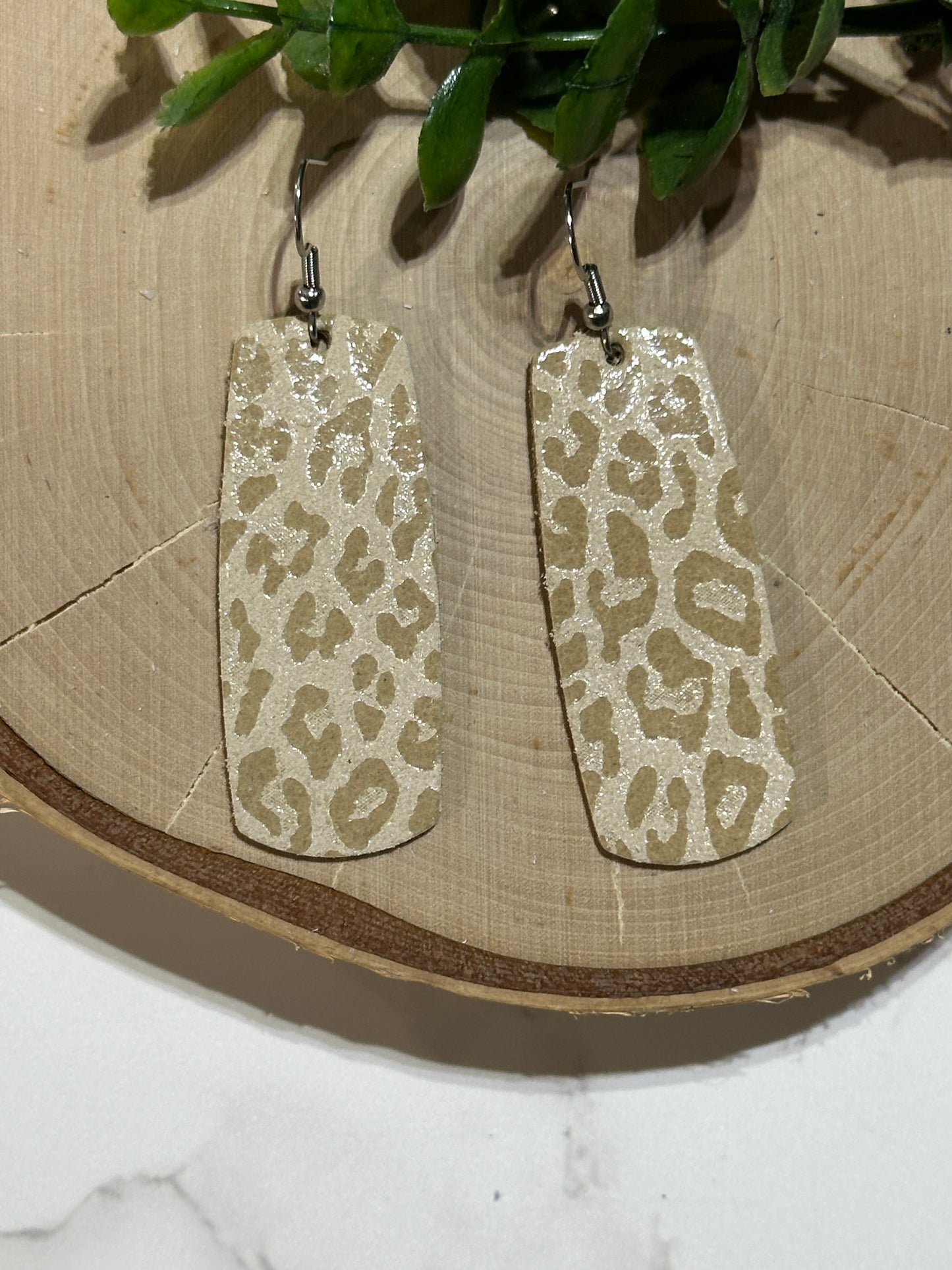 Neutral Leopard Bar Earrings