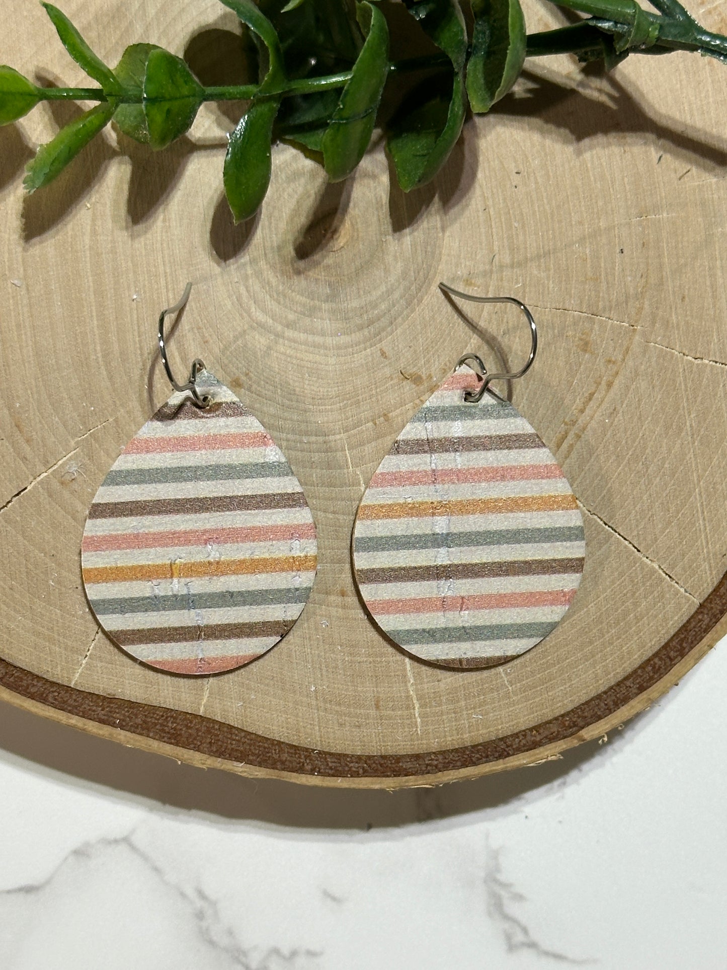Small Teardrop Earrings - Boho Stripes
