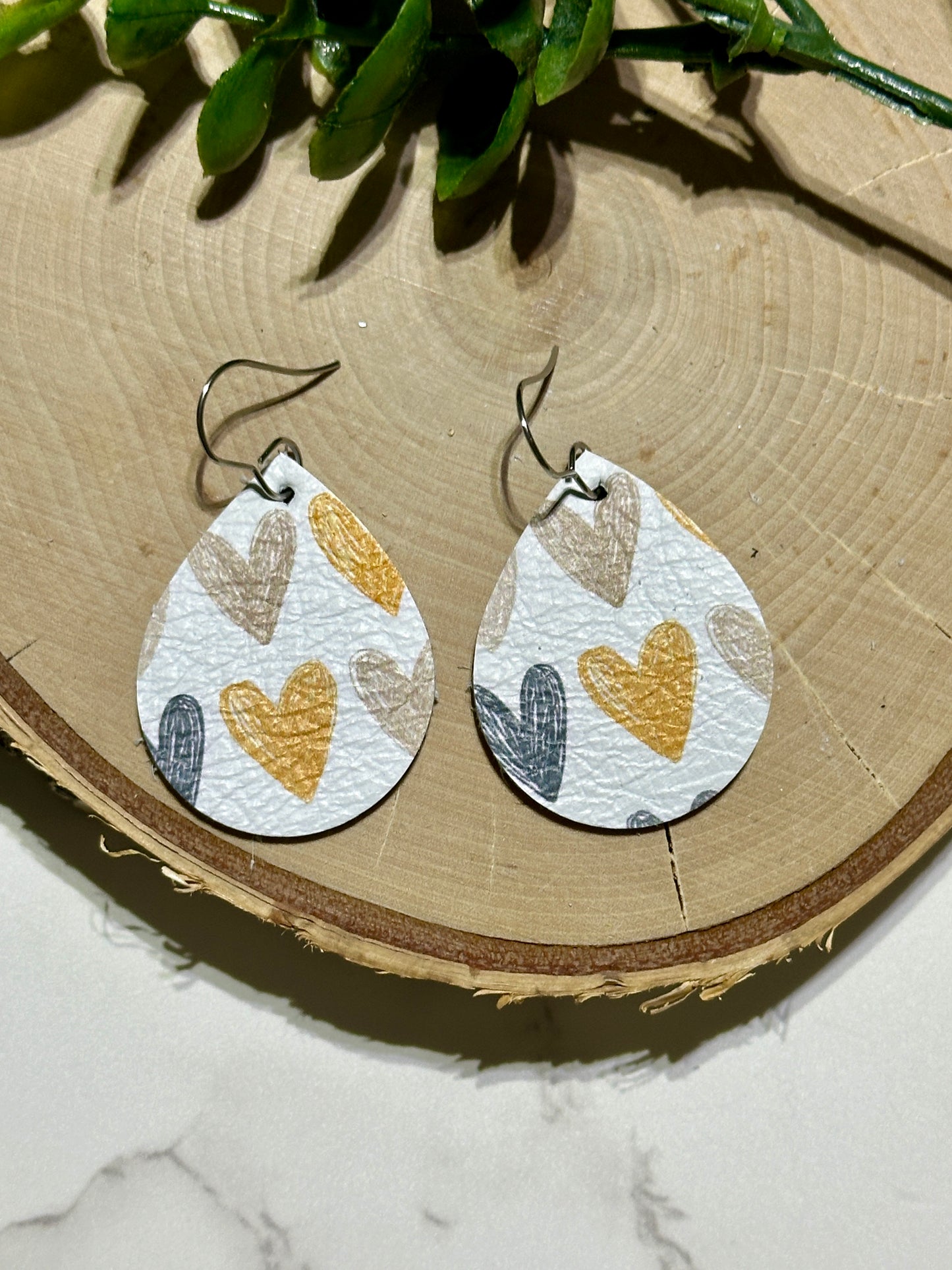 Small Tear Drop Earrings - Light Boho Hearts