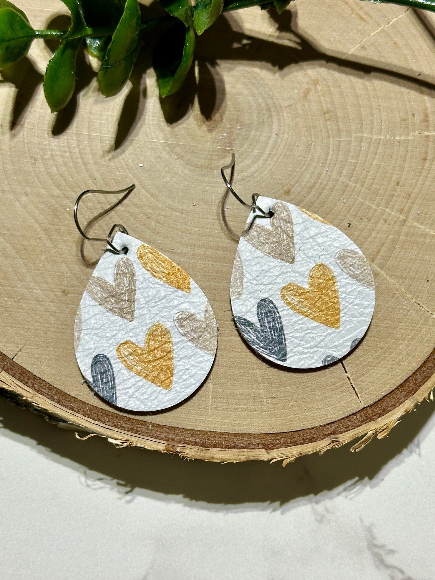 Small Tear Drop Earrings - Light Boho Hearts