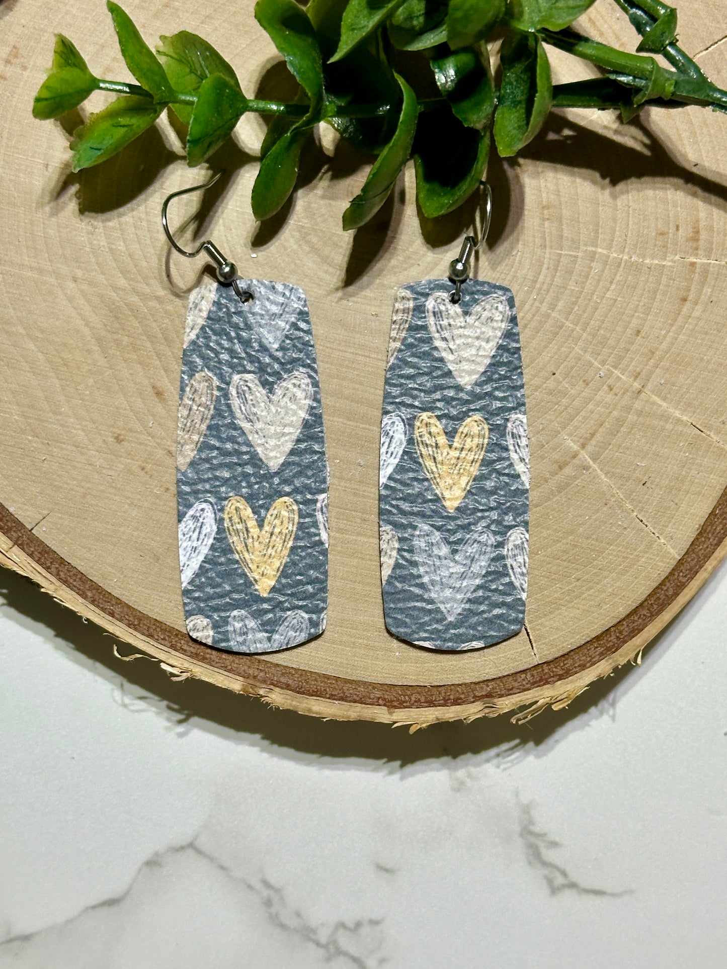 Bar Earrings - Dark Boho Hearts
