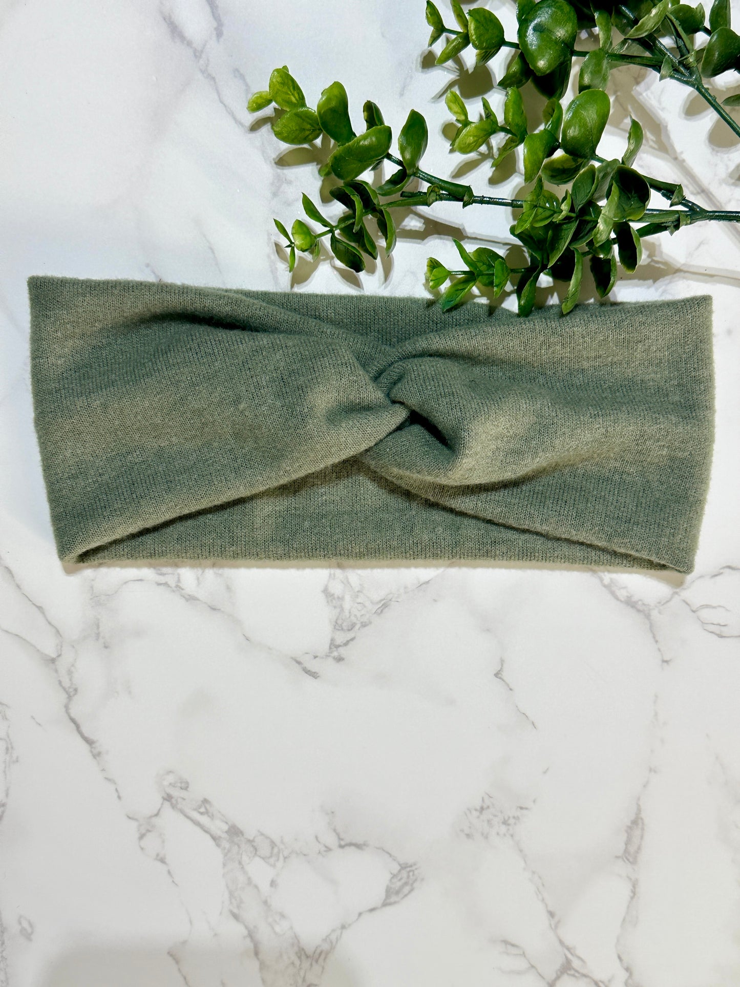 Olive/Dark Sage Sweater Twist Headband