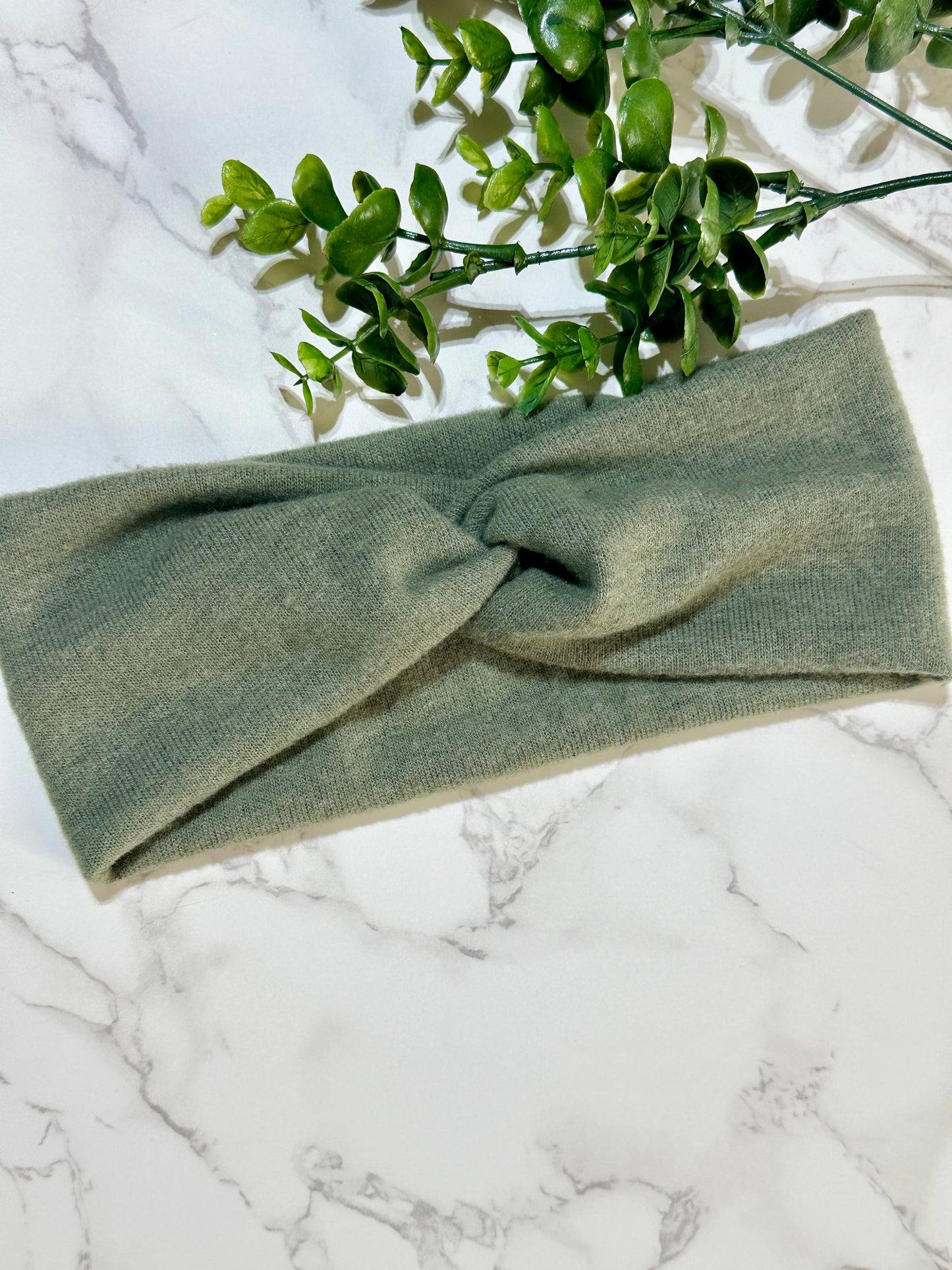 Olive/Dark Sage Sweater Twist Headband