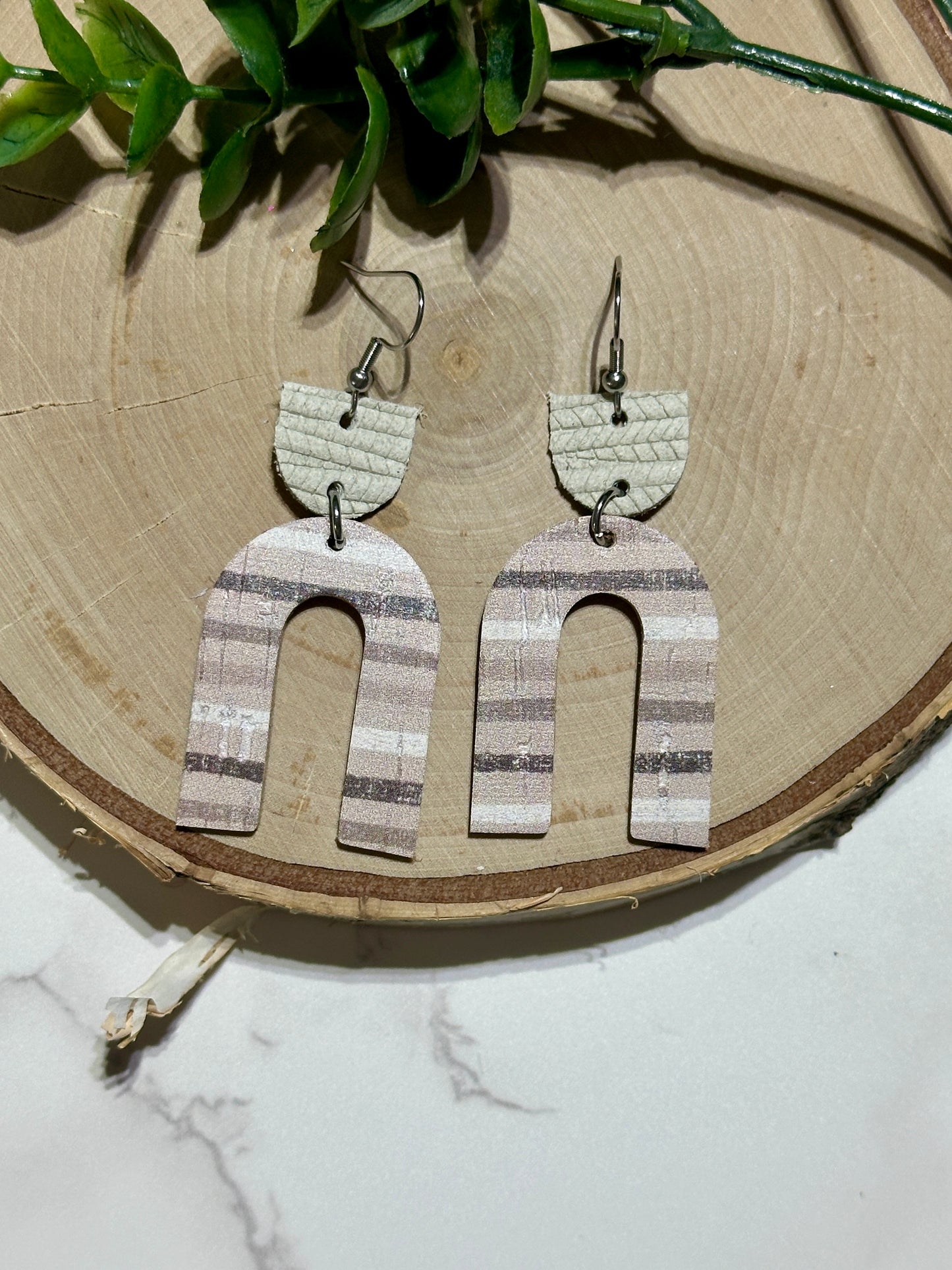 Open Arch Earrings - Neutral Stripes