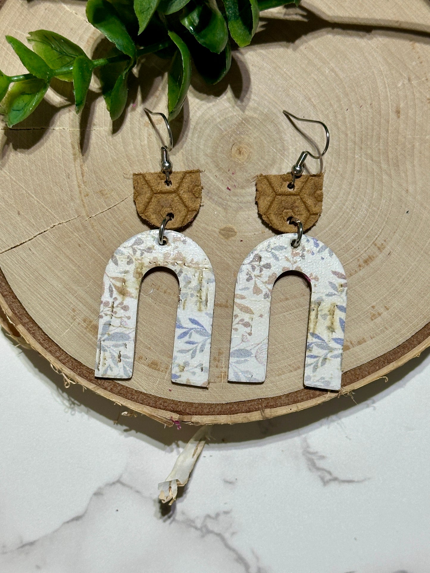 Open Arch Earrings - Fall Neutral Leaves