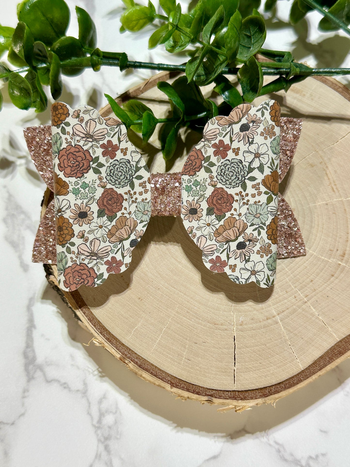 Floral Blossom Beige Hairbow