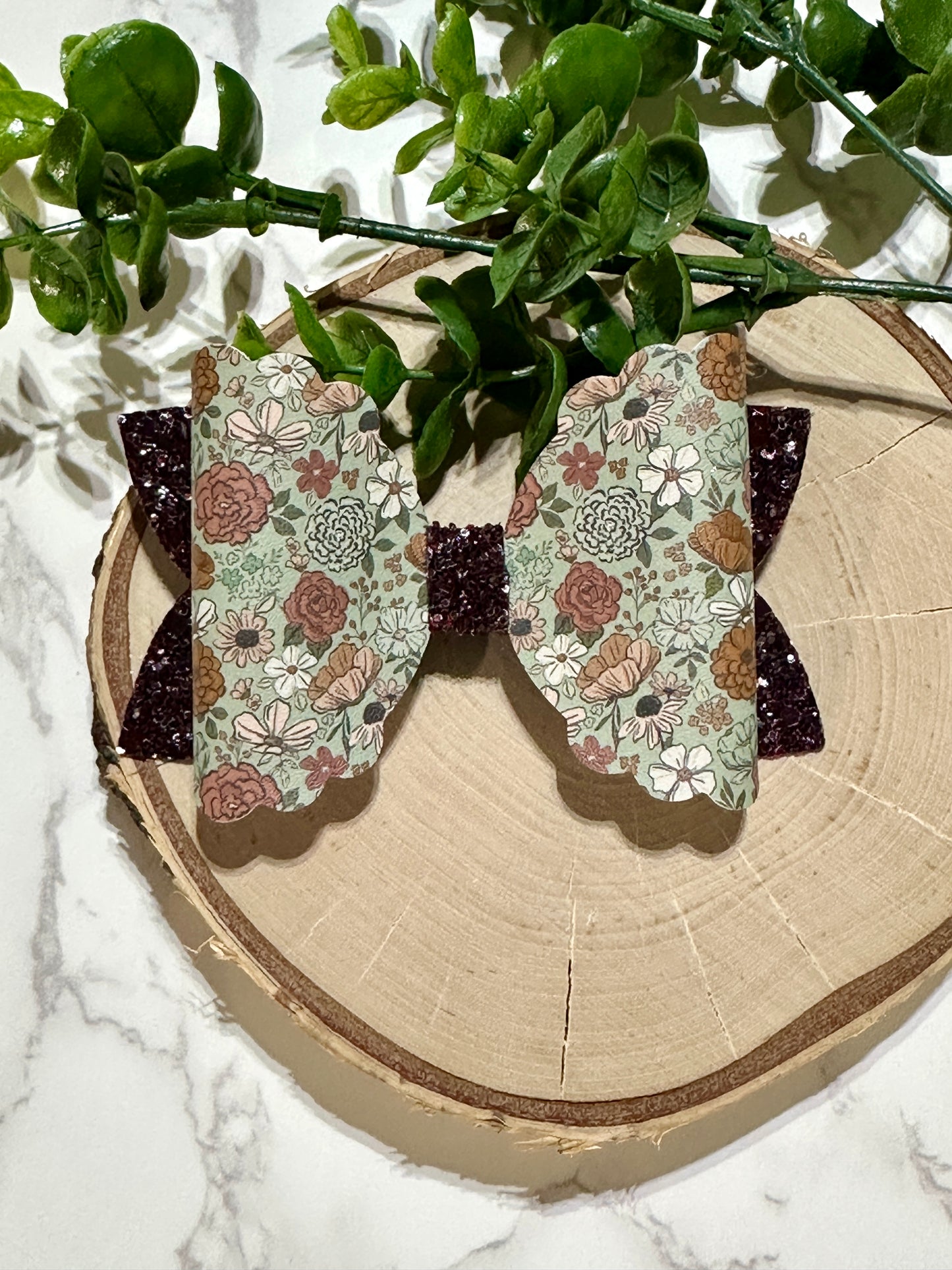 Floral Blossom Sage Hairbow