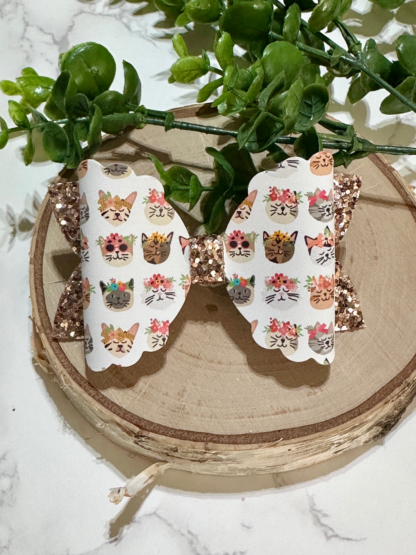 Floral Kitties Hairbow