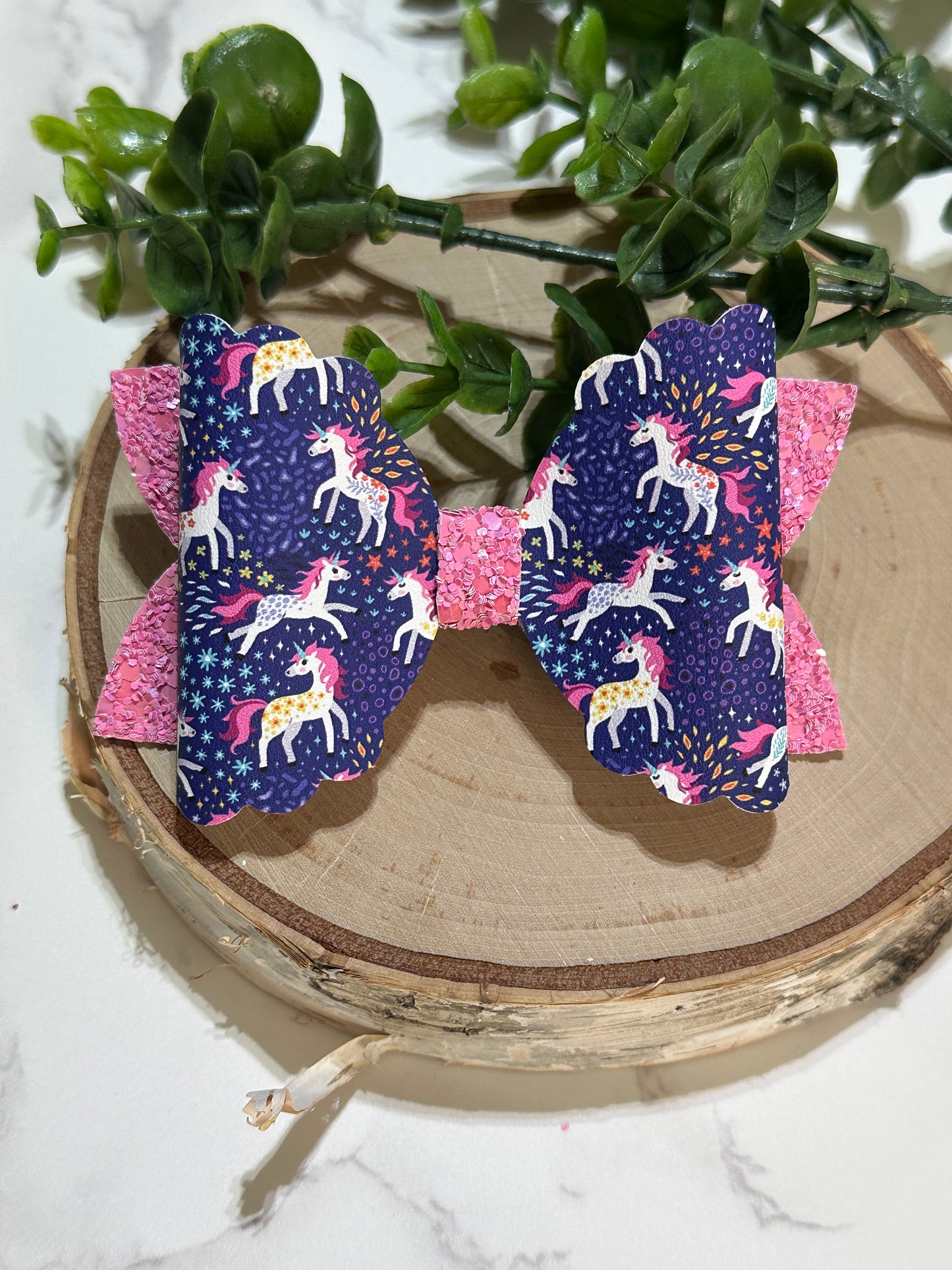 Unicorns on Dark Blue/Purple Hairbow