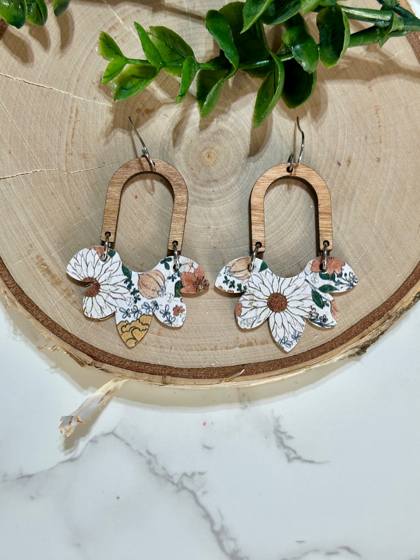 Half Flower/Arch Earrings - Boho Floral