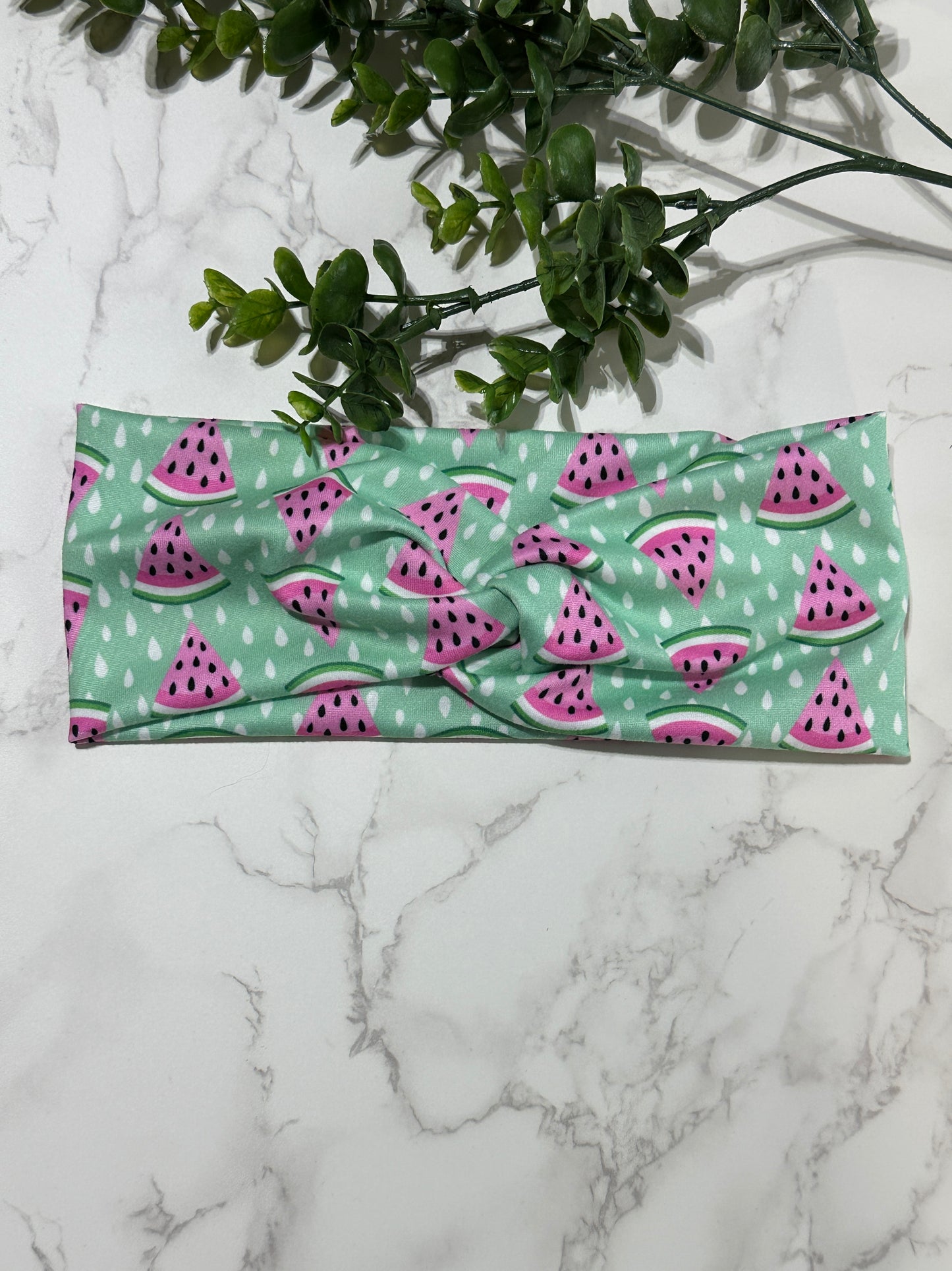 Watermelon on Green Twist Headband
