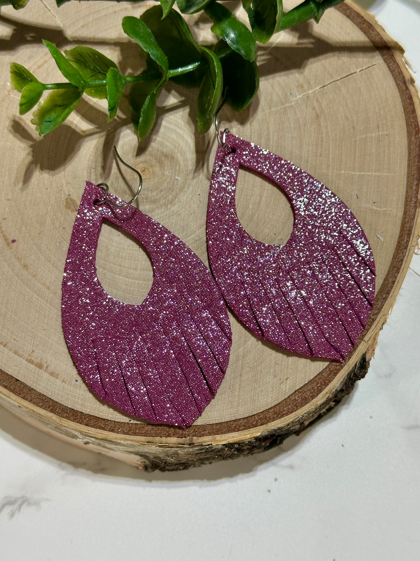 Open Pedal Fringe Earrings - Rose Sparkle