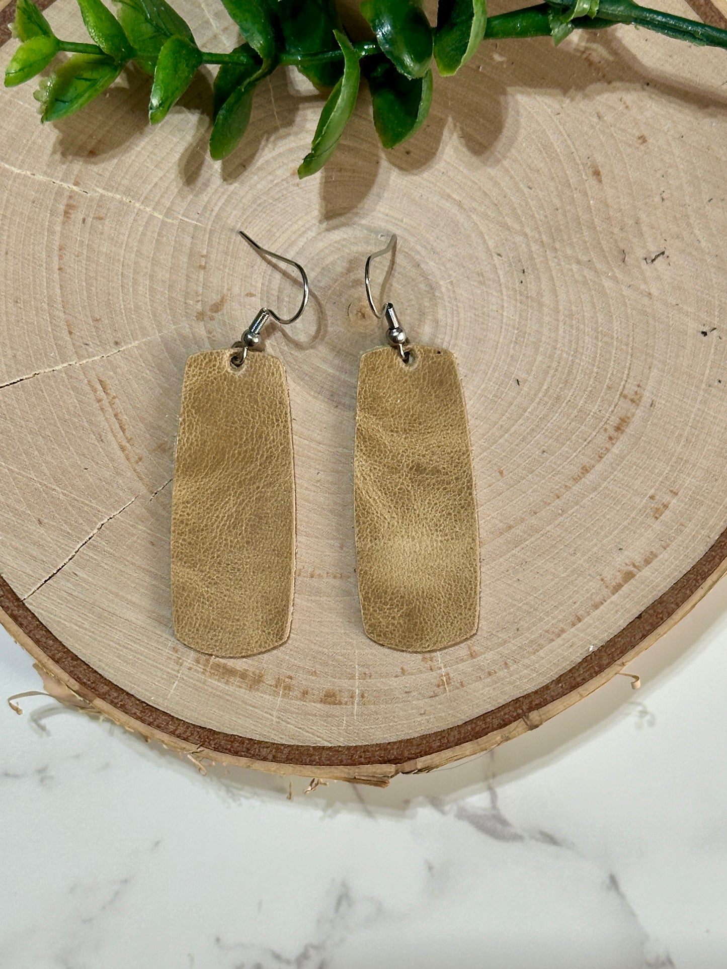 Small Bar Earrings - Tan