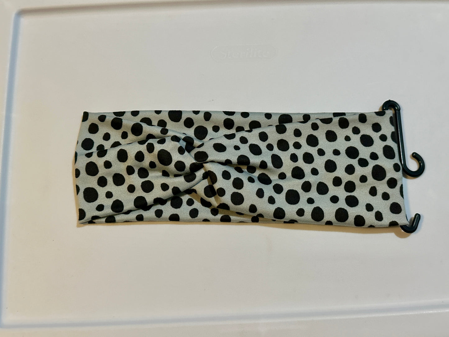 Black Dots on Dark Mint Twist Headband
