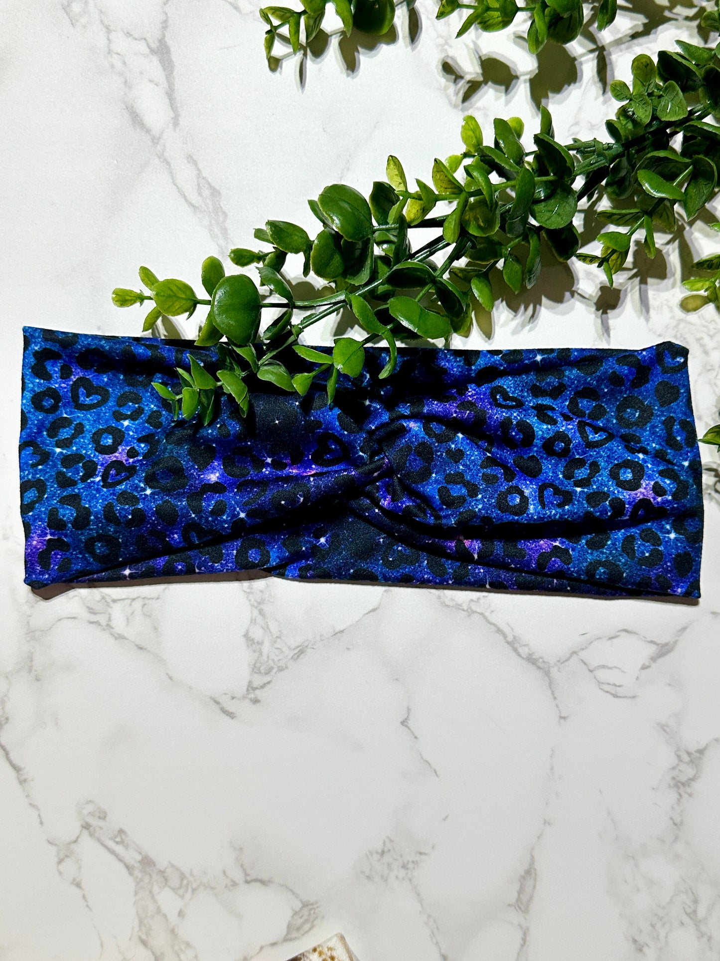 Blue Leopard Galaxy Twist Headband