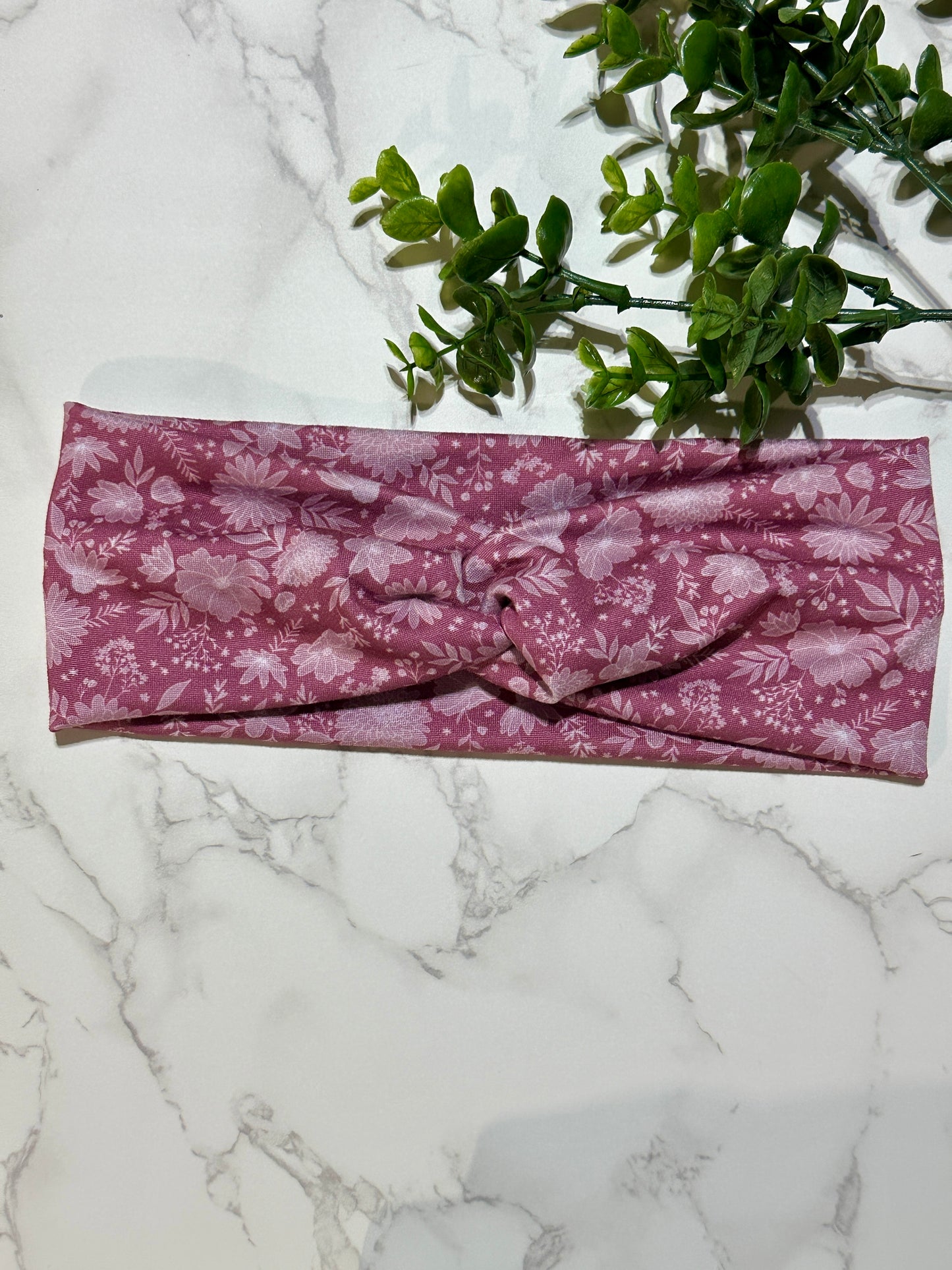 Raspberry Floral Twist Headband