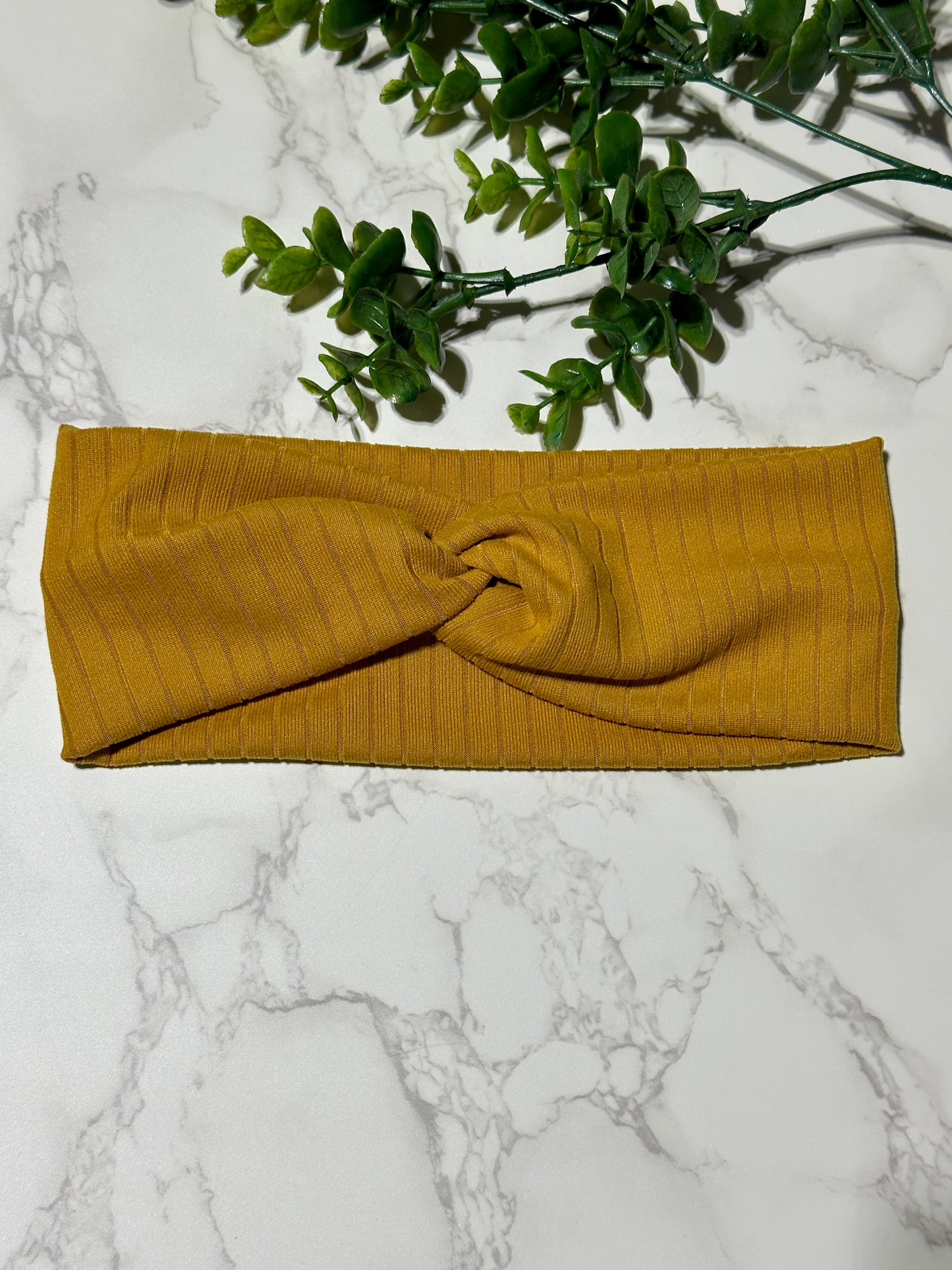 Solid Mustard Ribbed Twist Headband