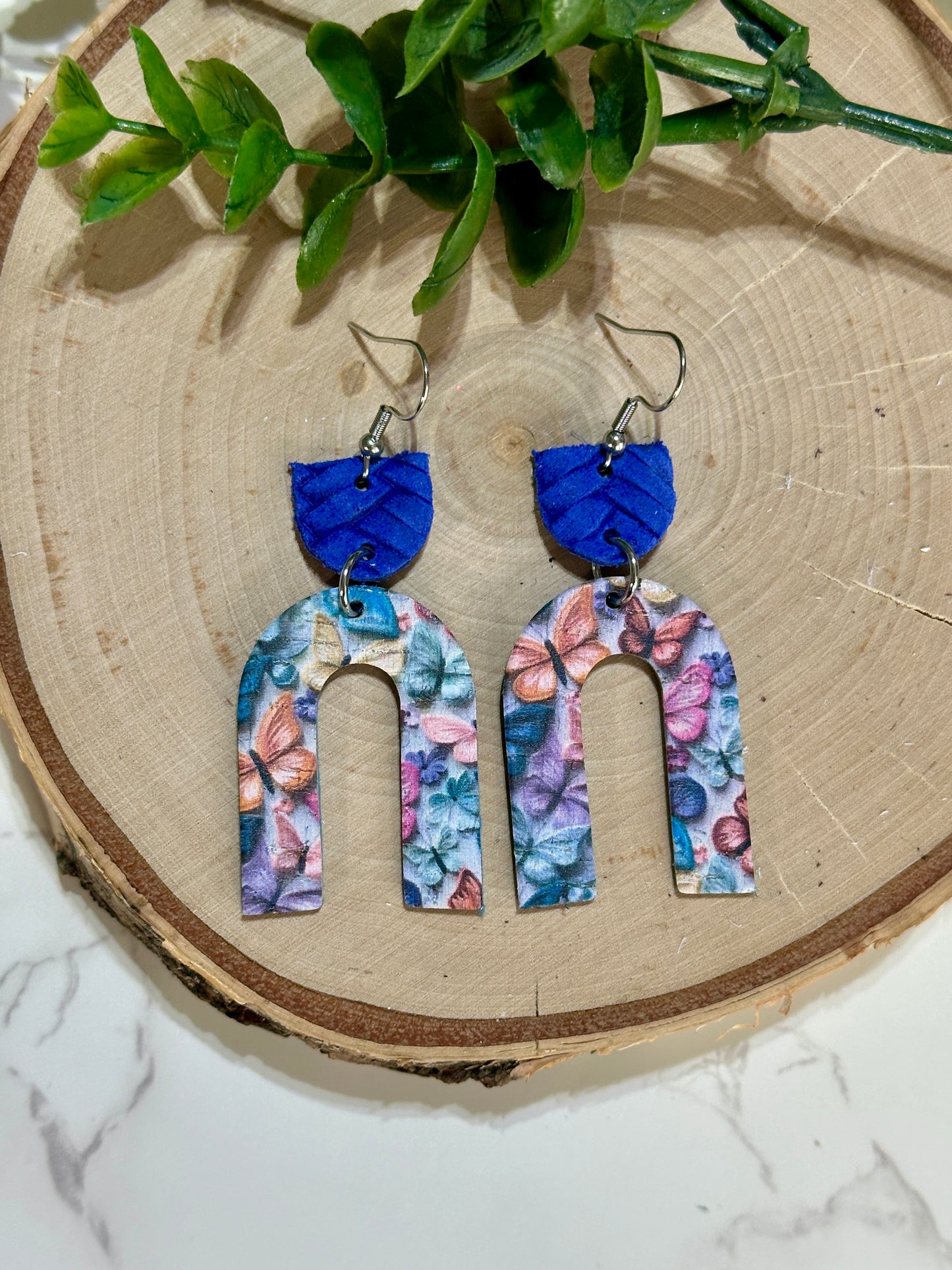 Open Arched Earrings - Colorful Butterflies