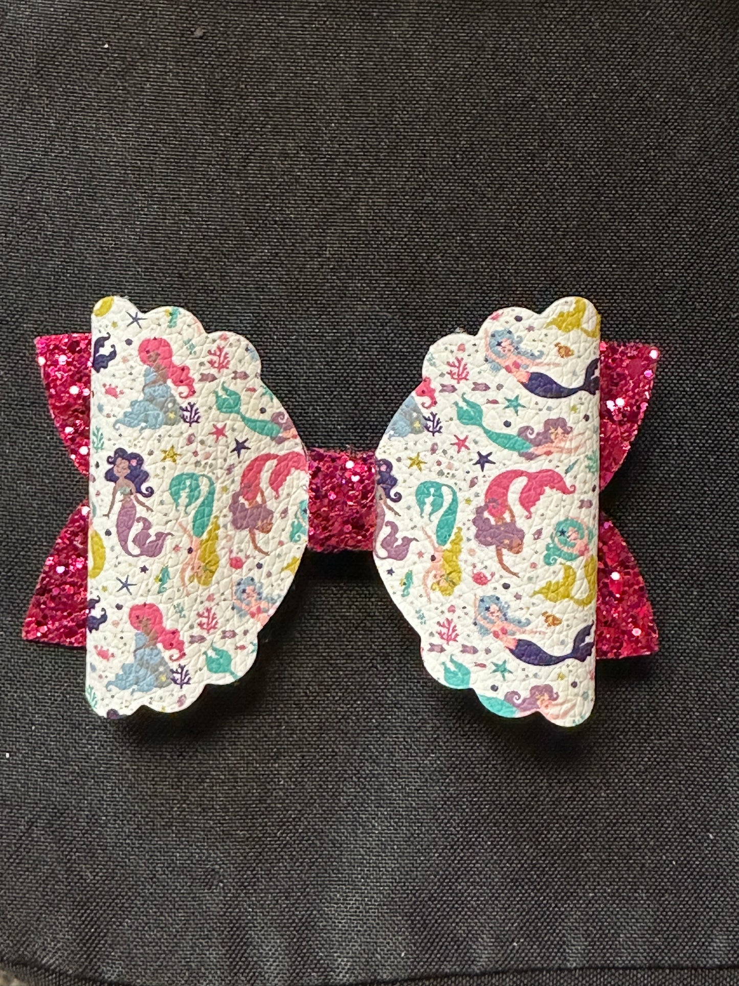 Mermaids on Pink Glitter Hair Bow